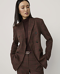 A woman in a brown plaid suit stands against a plain white background. carousel Product Image 1