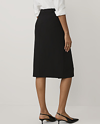 A person wearing a white shirt, a black midi skirt, and black pointed-toe heels stands against a plain white background. carousel Product Image 3
