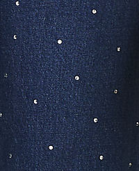 Small, sparkling rhinestones are scattered across a dark blue textured fabric background. carousel Product Image 4