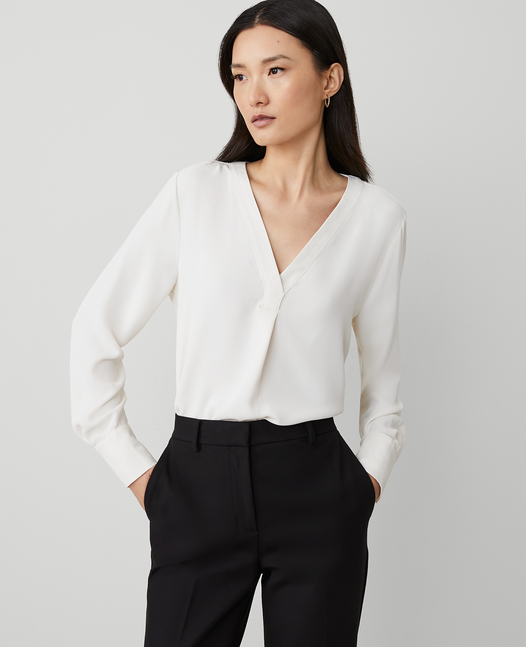 Mixed Media Pleat Front Top