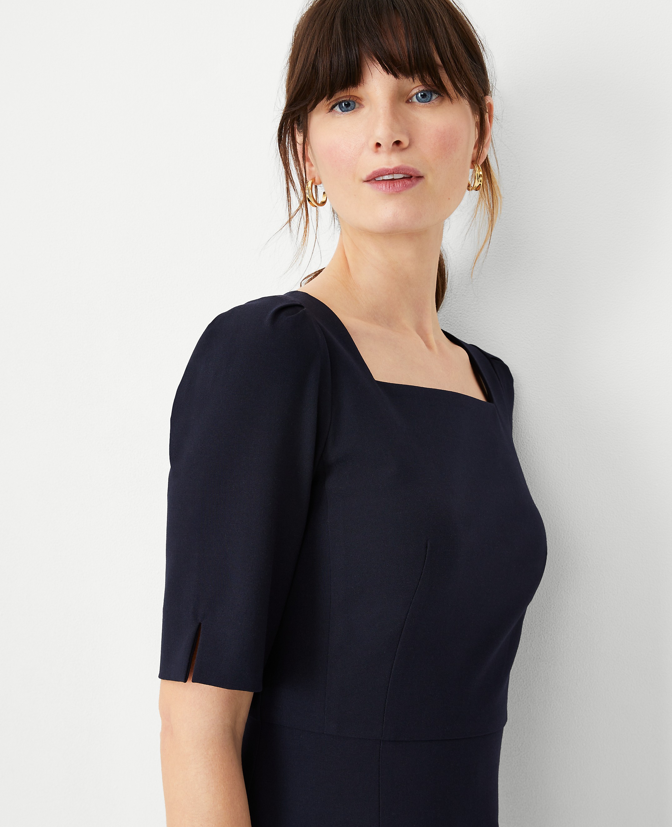 The Elbow Sleeve Square Neck Dress in Seasonless Stretch - thumbnail 5