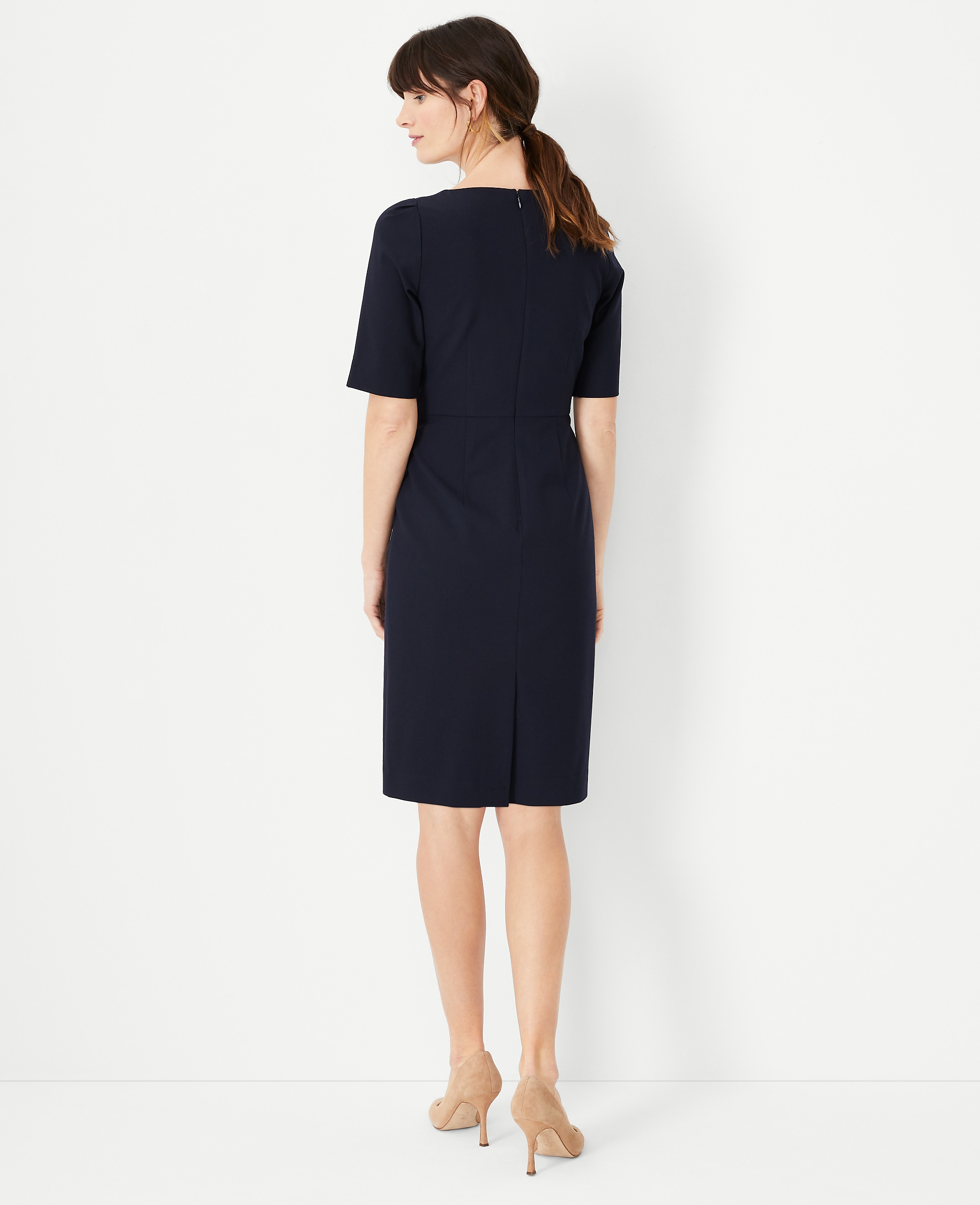 The Elbow Sleeve Square Neck Dress in Seasonless Stretch - thumbnail 4