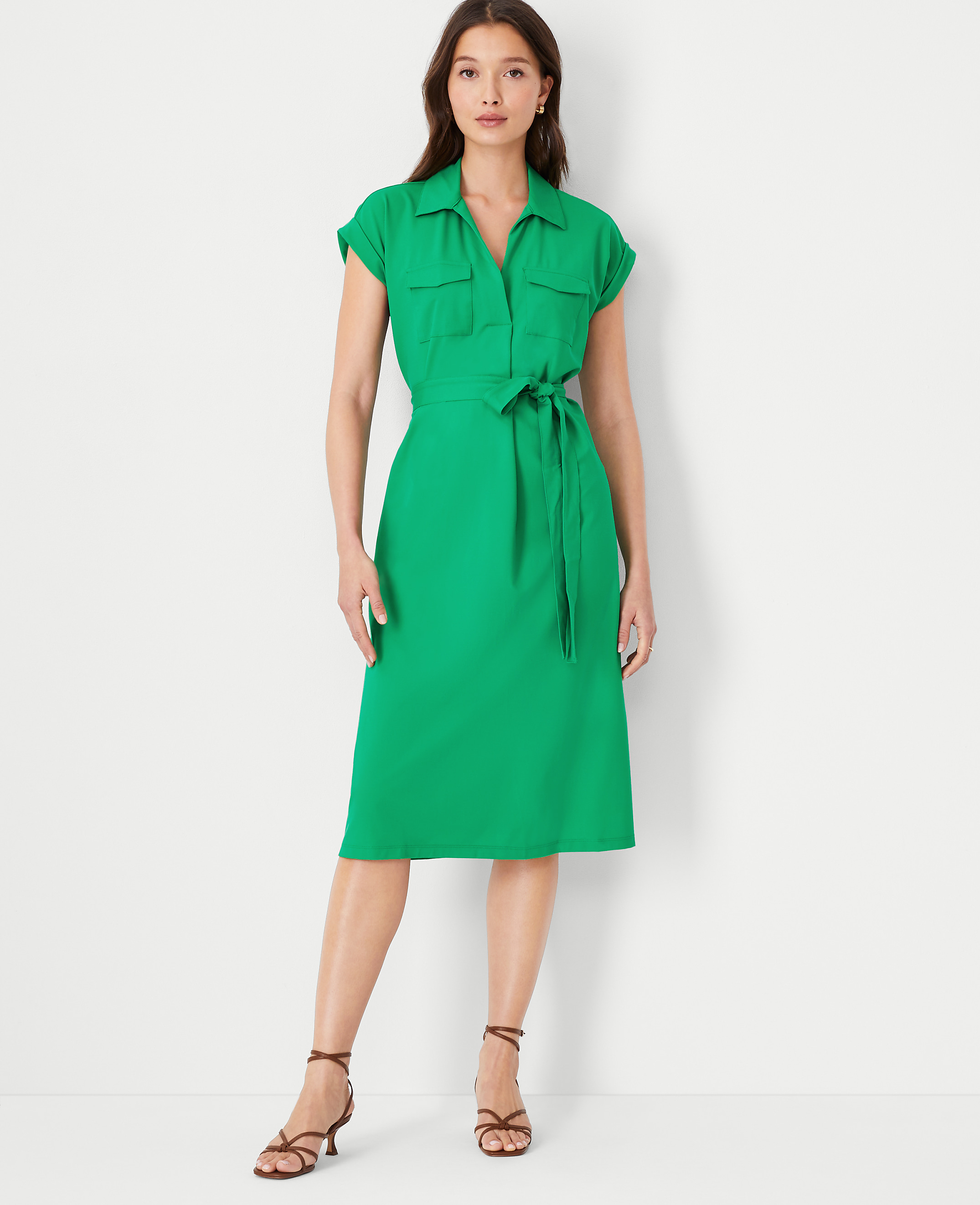 Petite Cap Sleeve Pocket Shirtdress