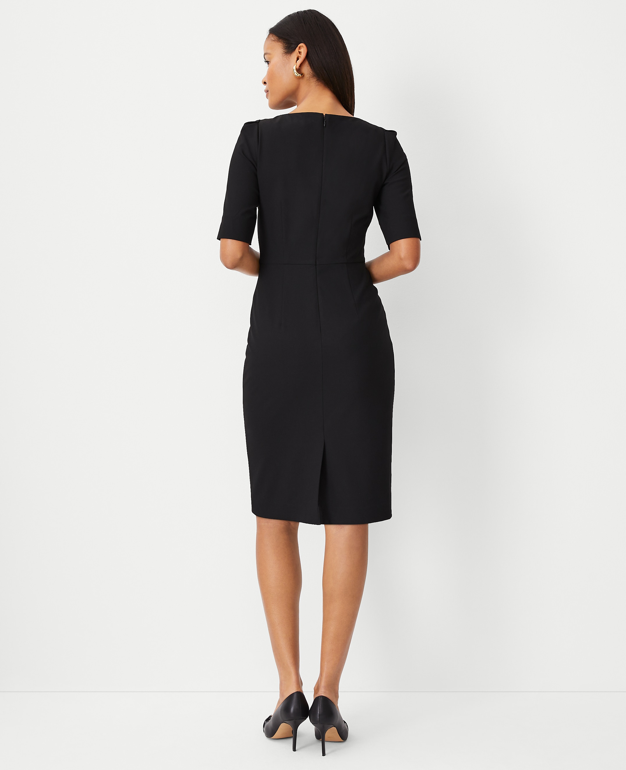 The Elbow Sleeve Square Neck Dress in Seasonless Stretch — Curvy Fit - thumbnail 4