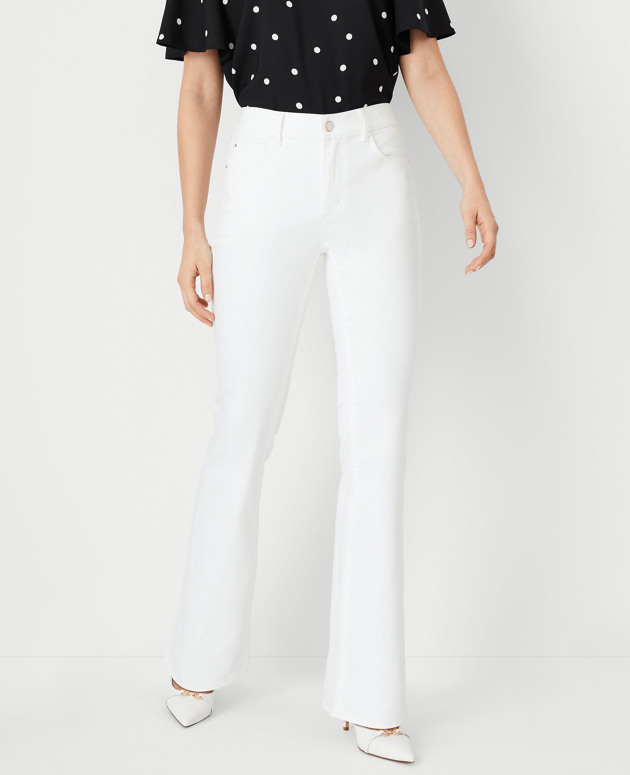 Petite Mid Rise Boot Jeans in White