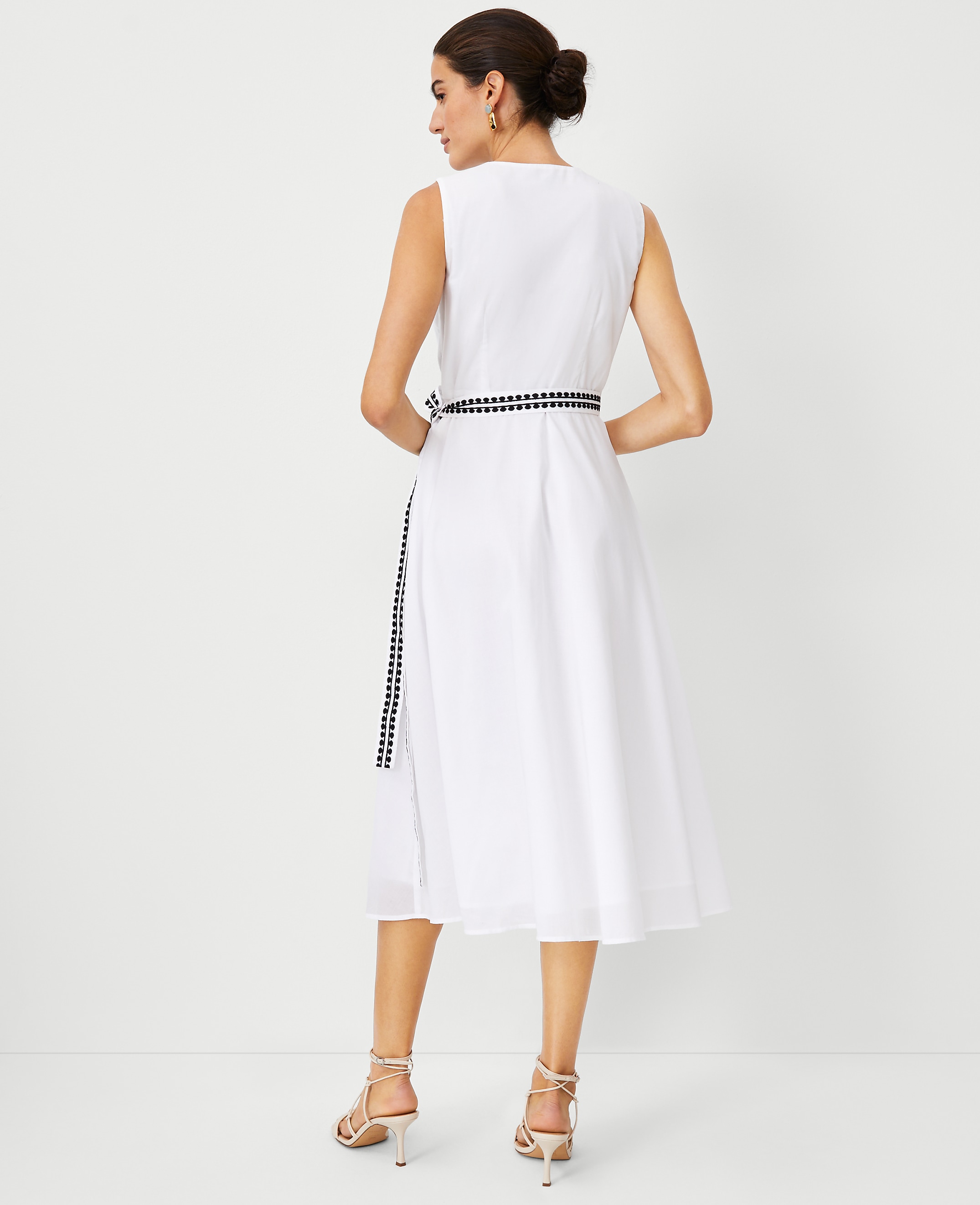 Embroidered Midi Wrap Dress - thumbnail 3