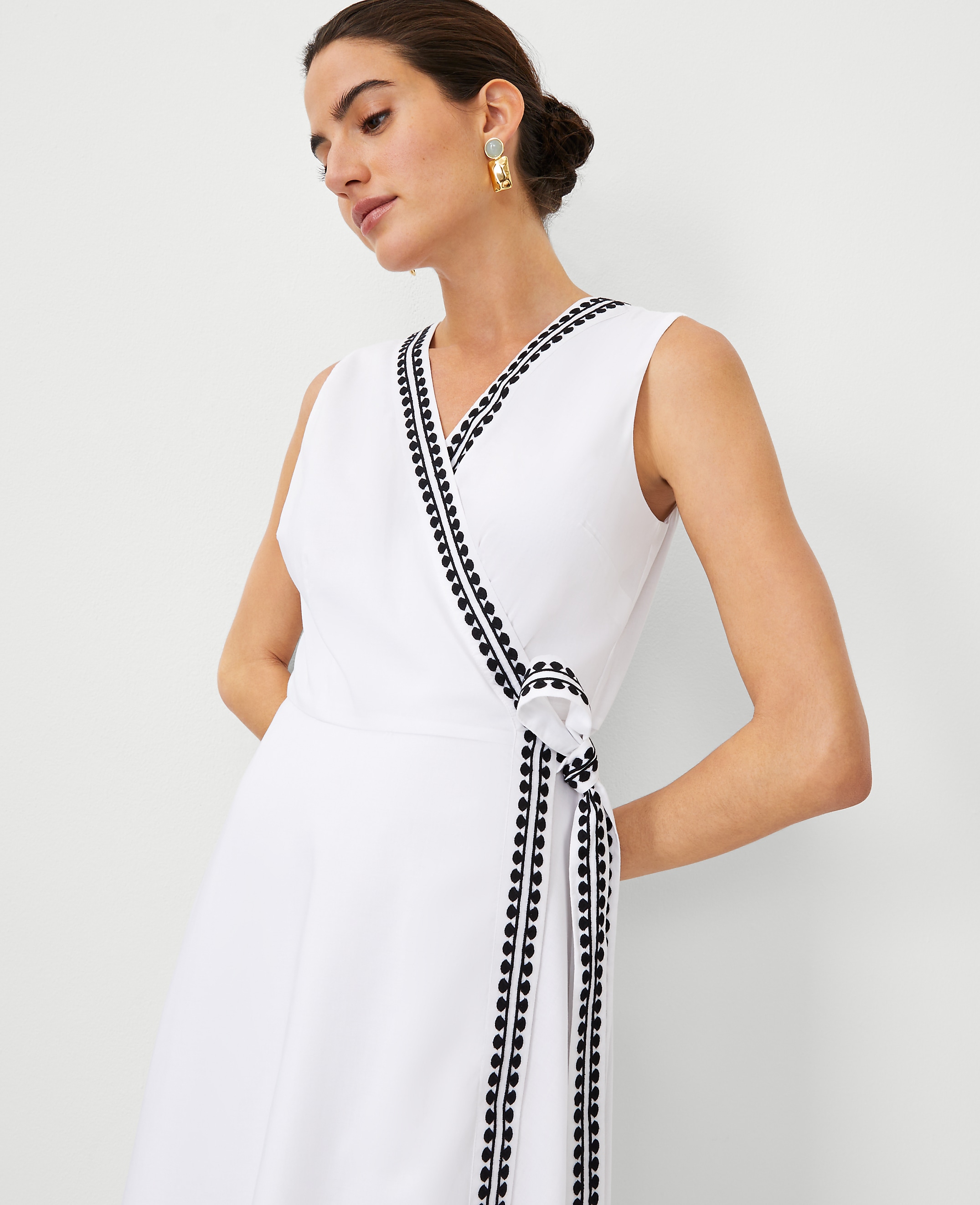 Embroidered Midi Wrap Dress - thumbnail 4
