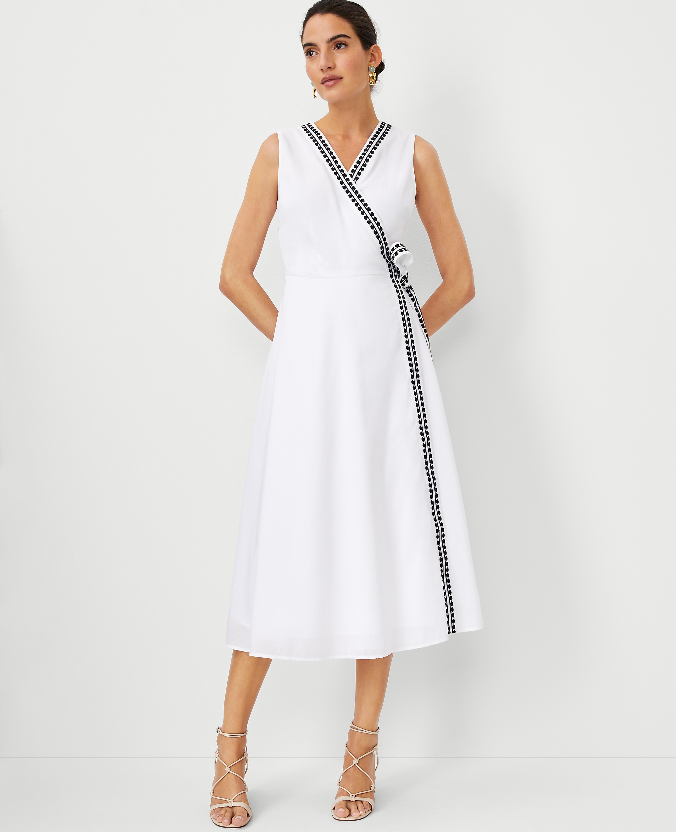 Embroidered Midi Wrap Dress - thumbnail 2