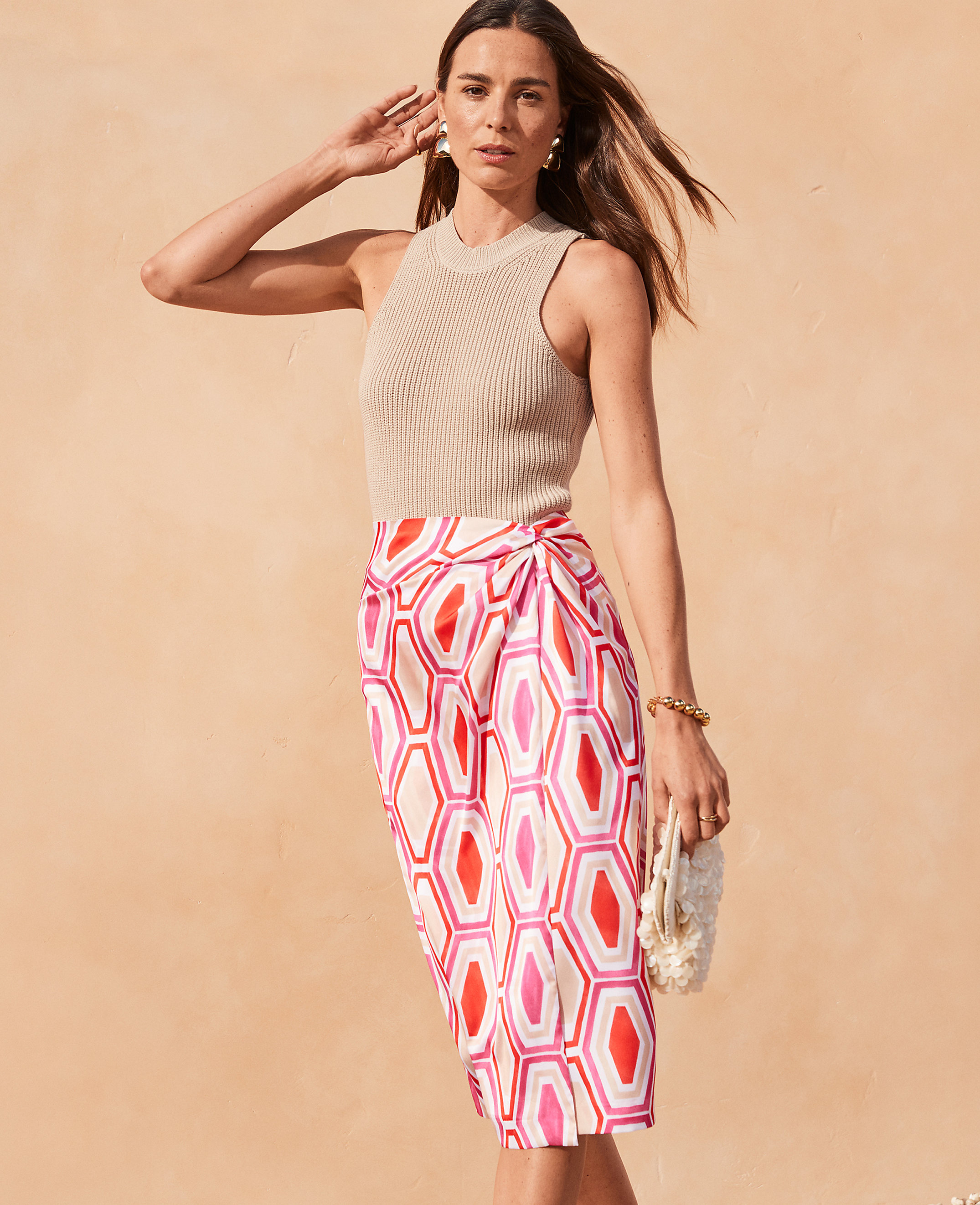 Petite Geo Knot Wrap Pencil Skirt