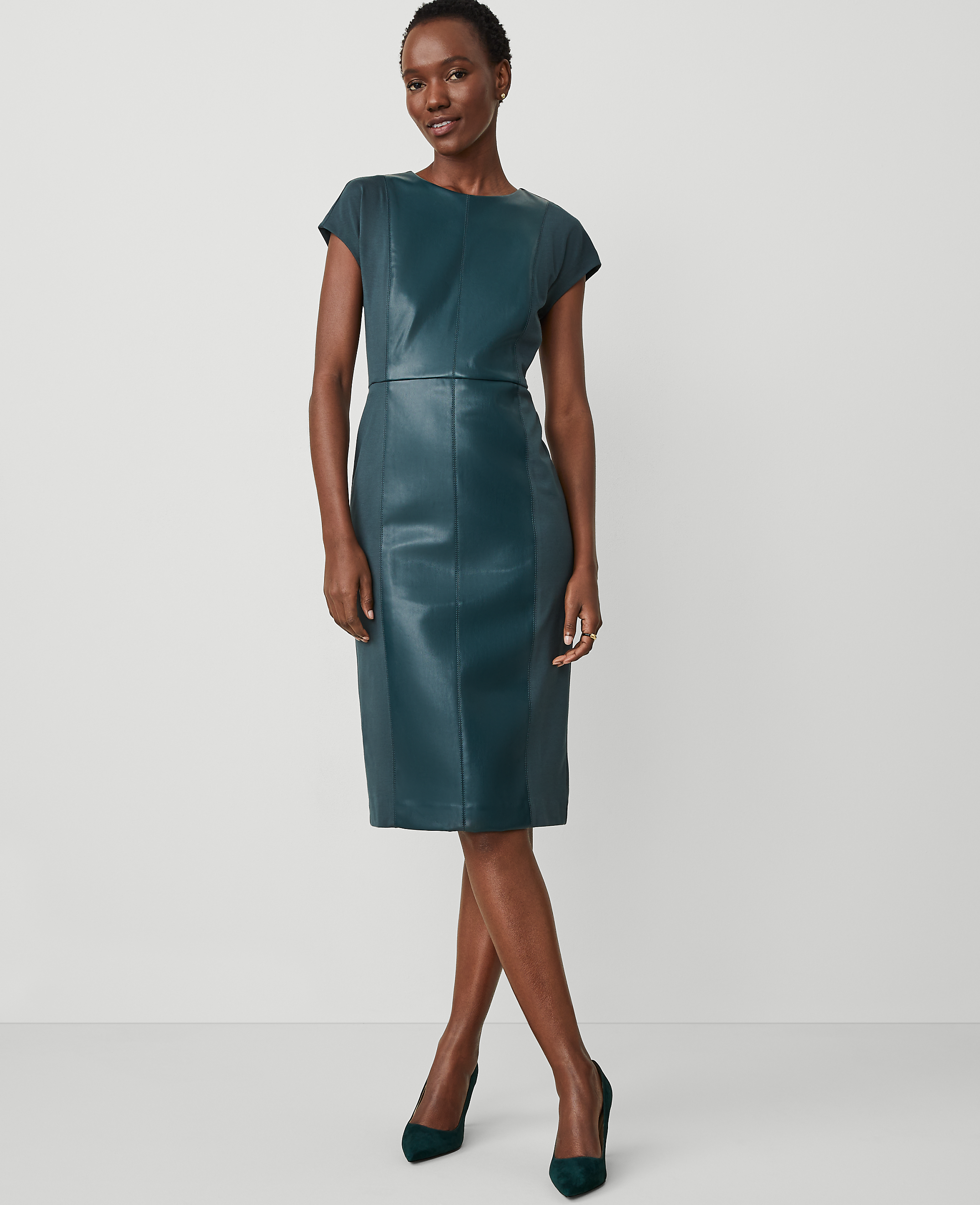 Faux Leather Mixed Media Dress