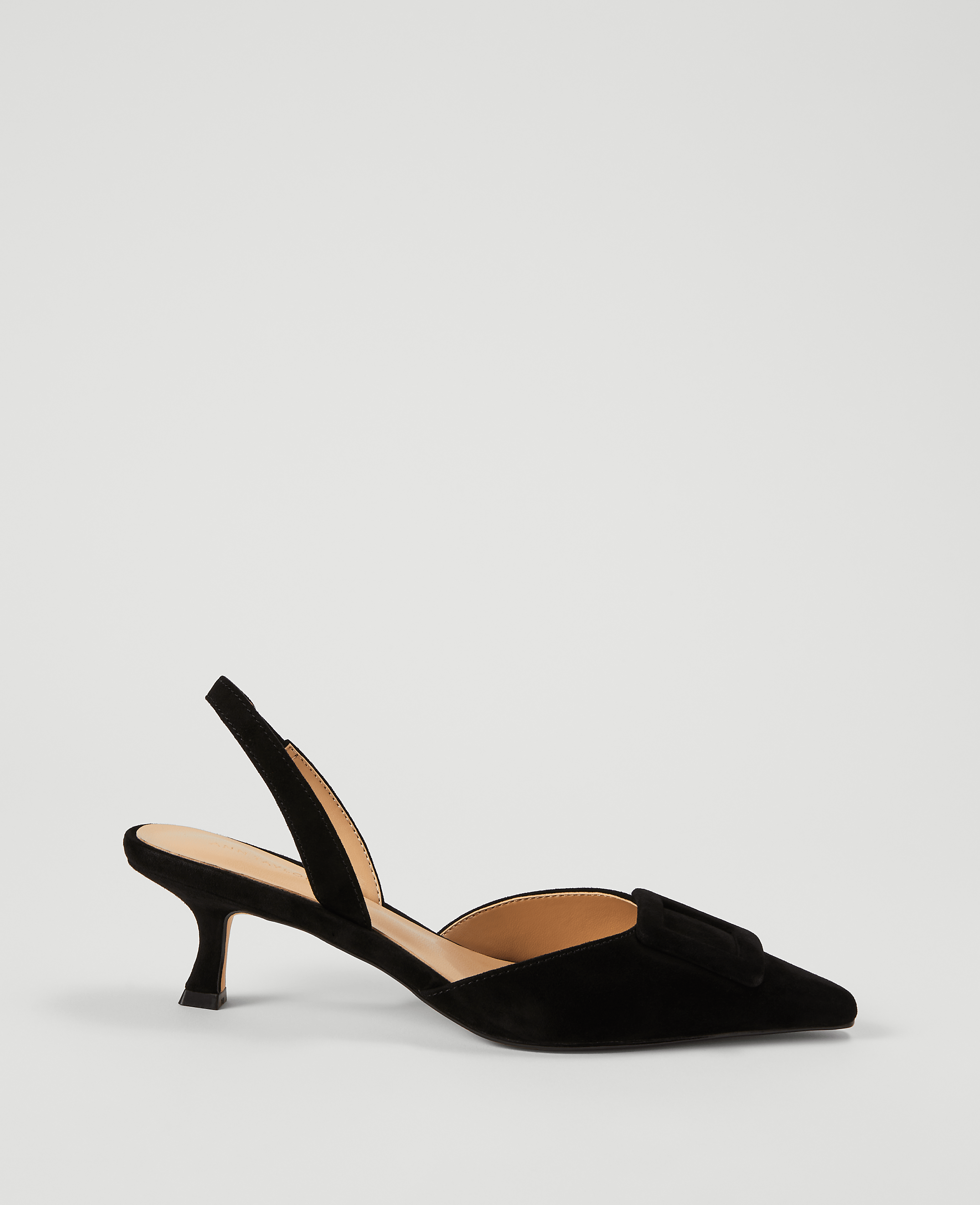 Suede Buckle Slingback Pump