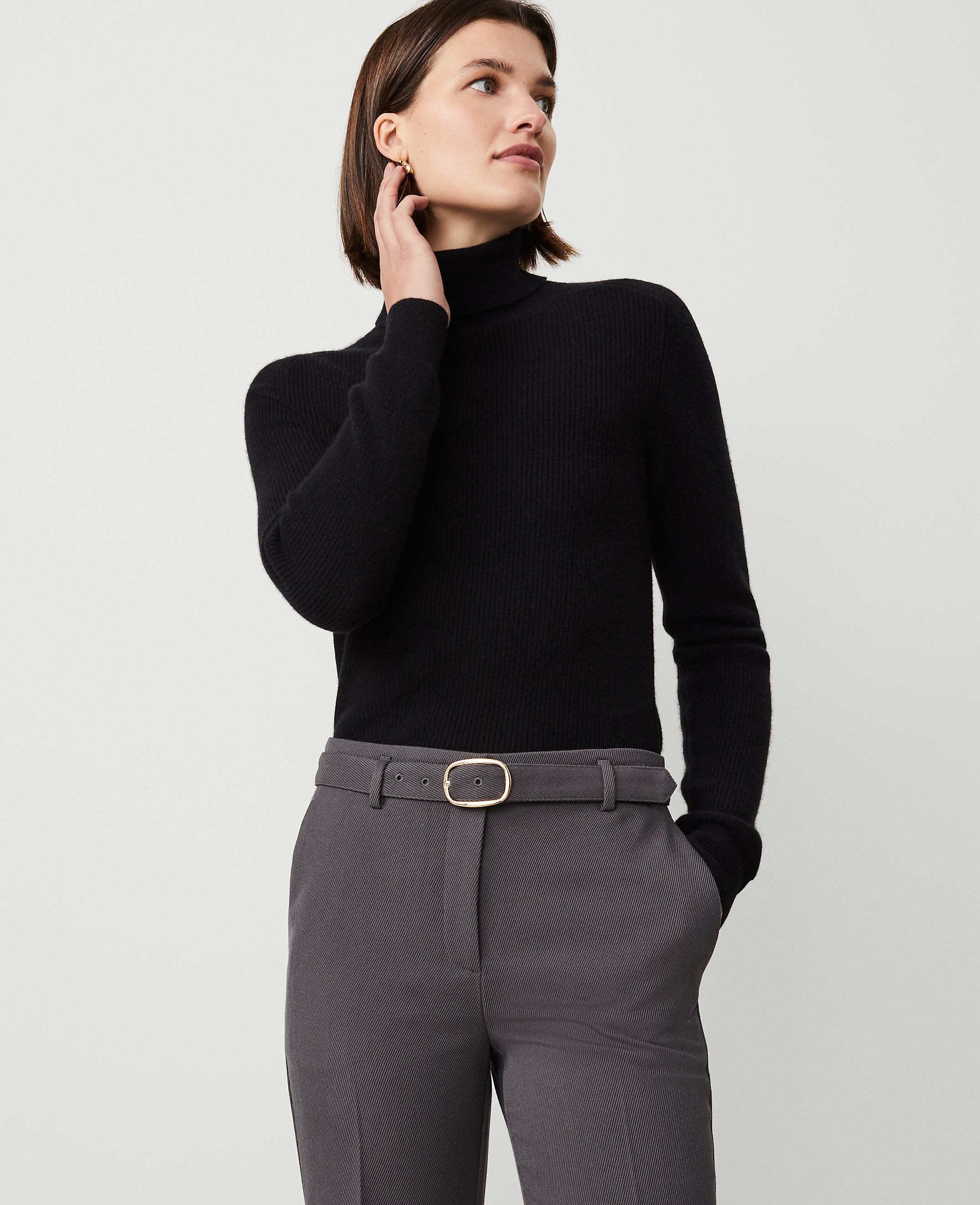 Cashmere Ribbed Turtleneck Sweater