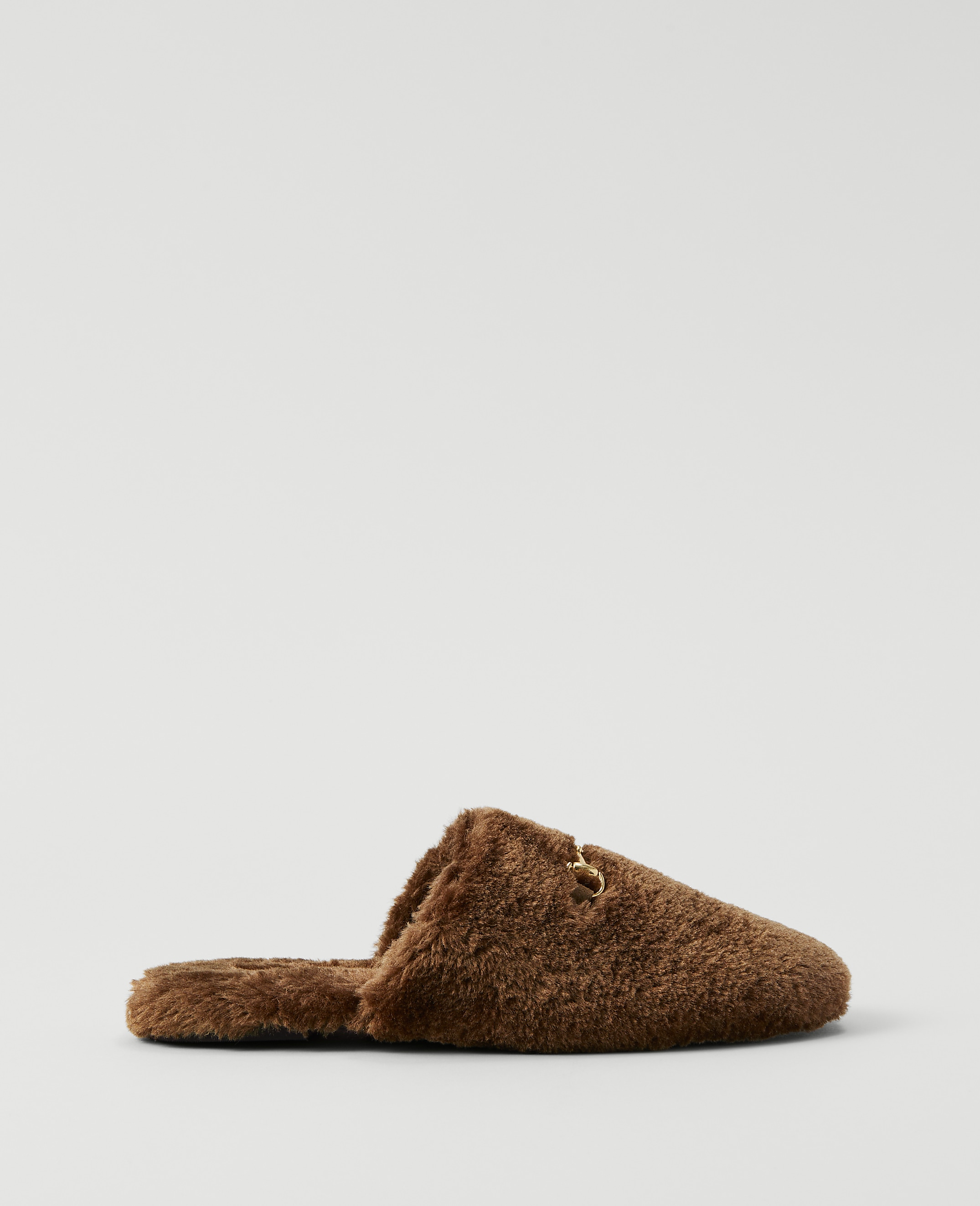 Weekend Horsebit Fuzzy Slide Flat