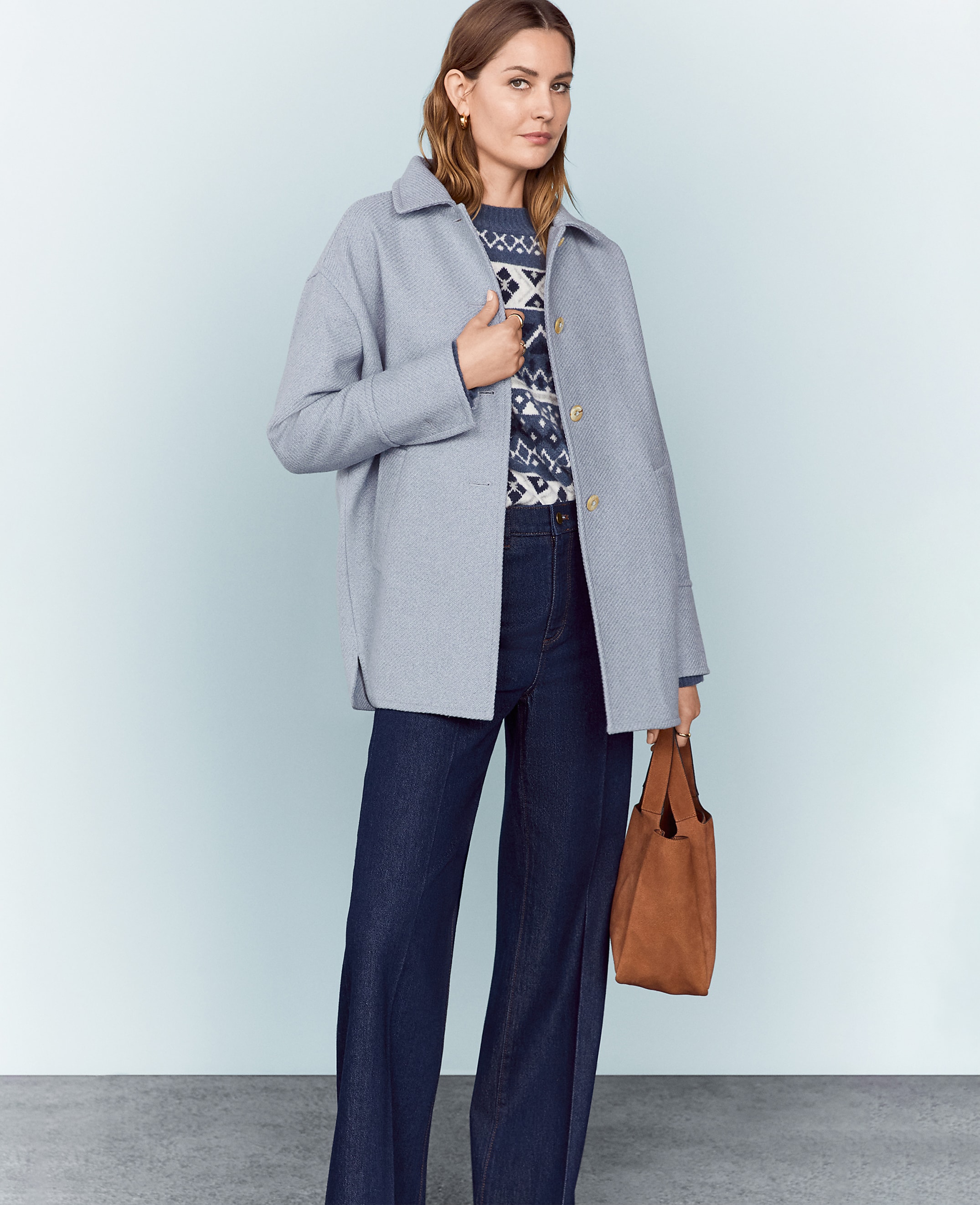 Collared Button Front Relaxed Jacket
