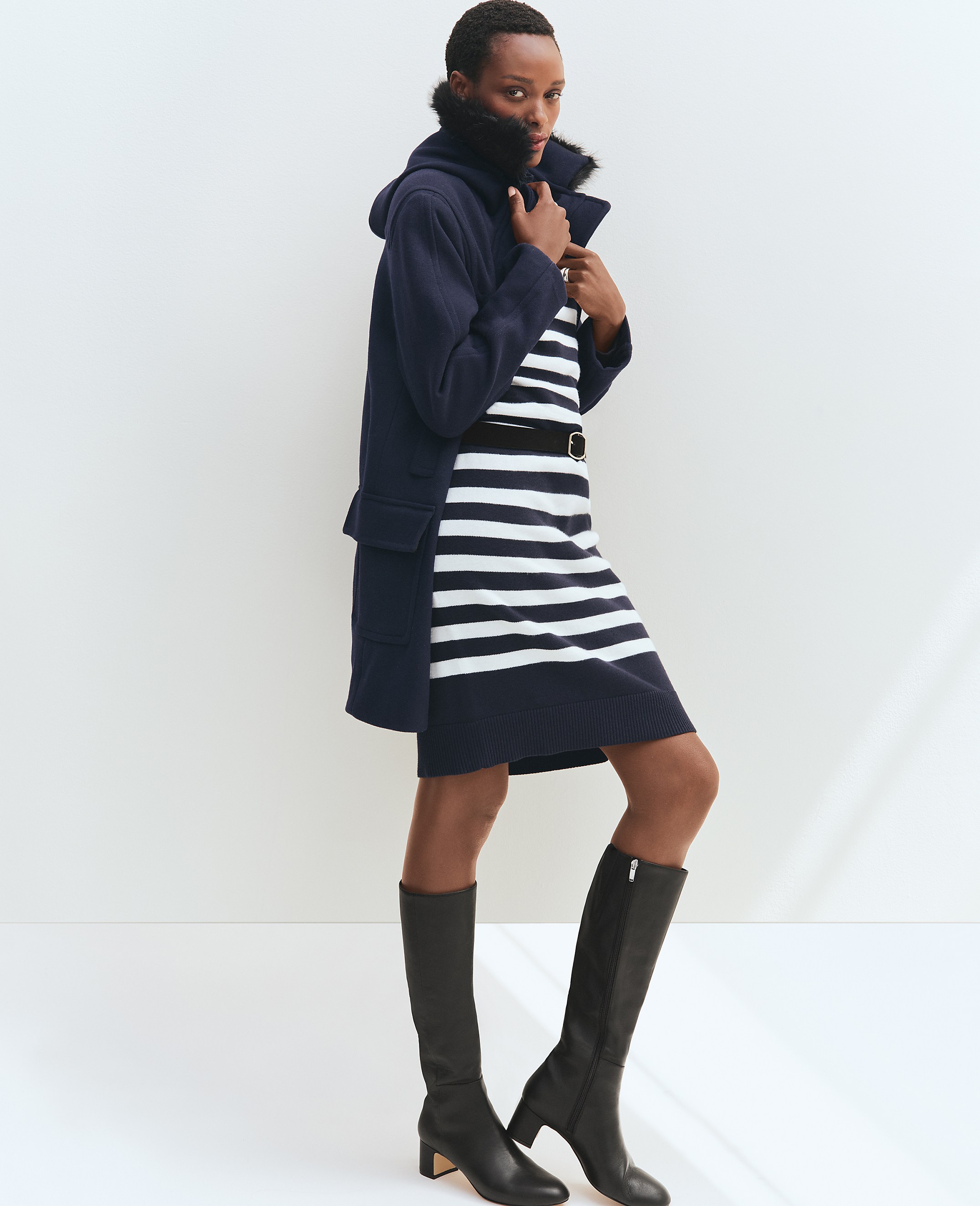Petite Weekend Collection Striped Sweater Dress