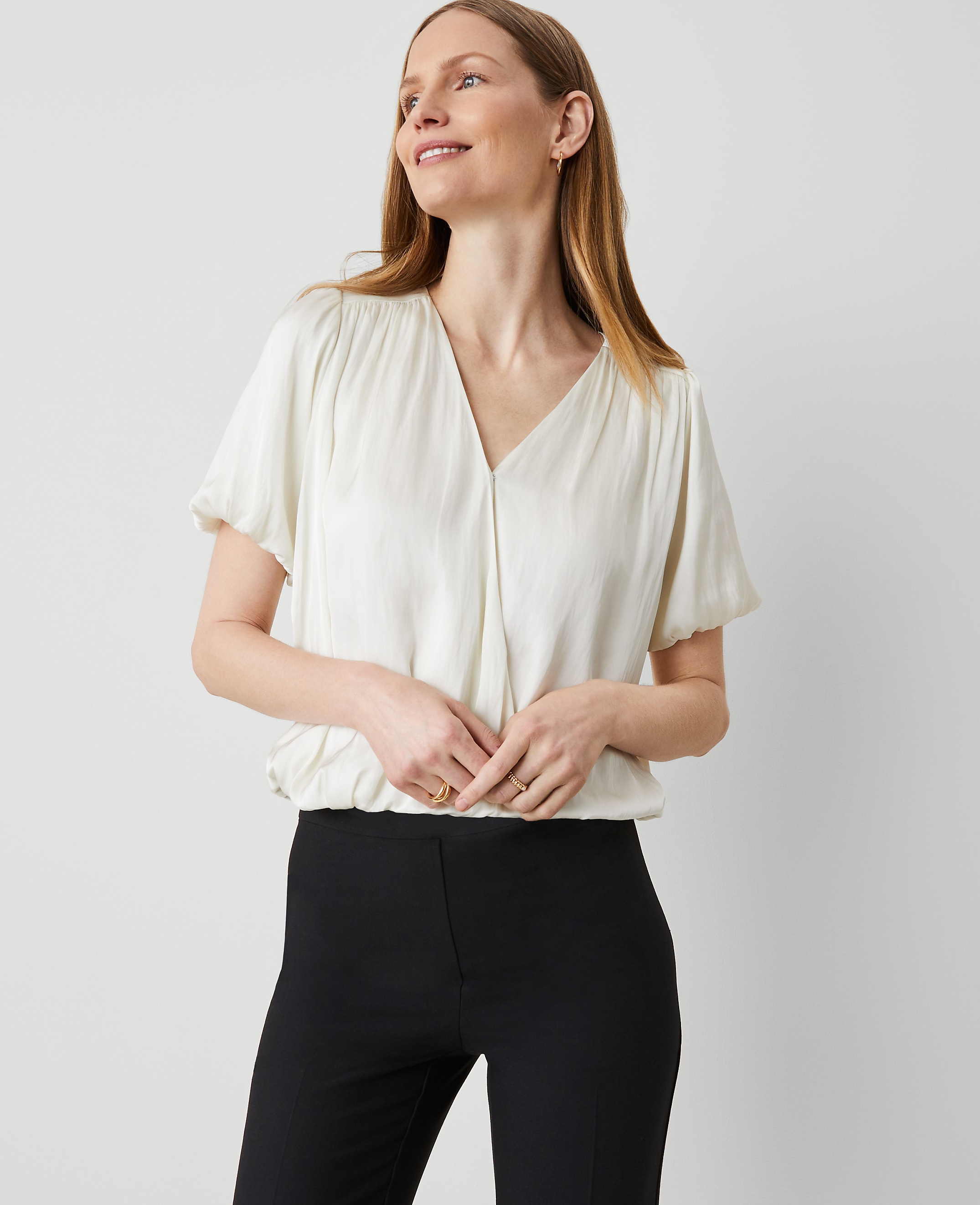 Bubble Hem Wrap Blouse