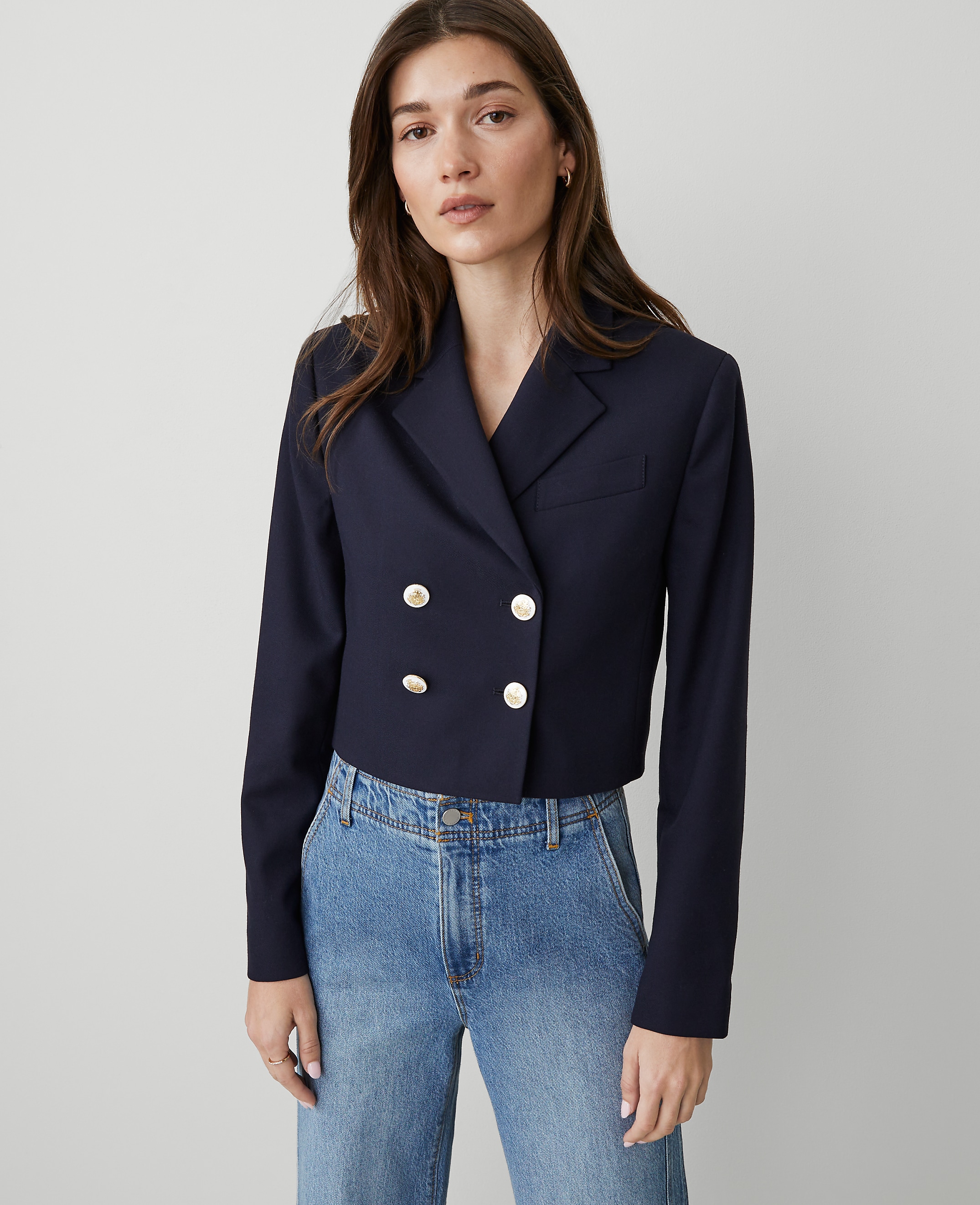 Cropped Double Breasted Blazer