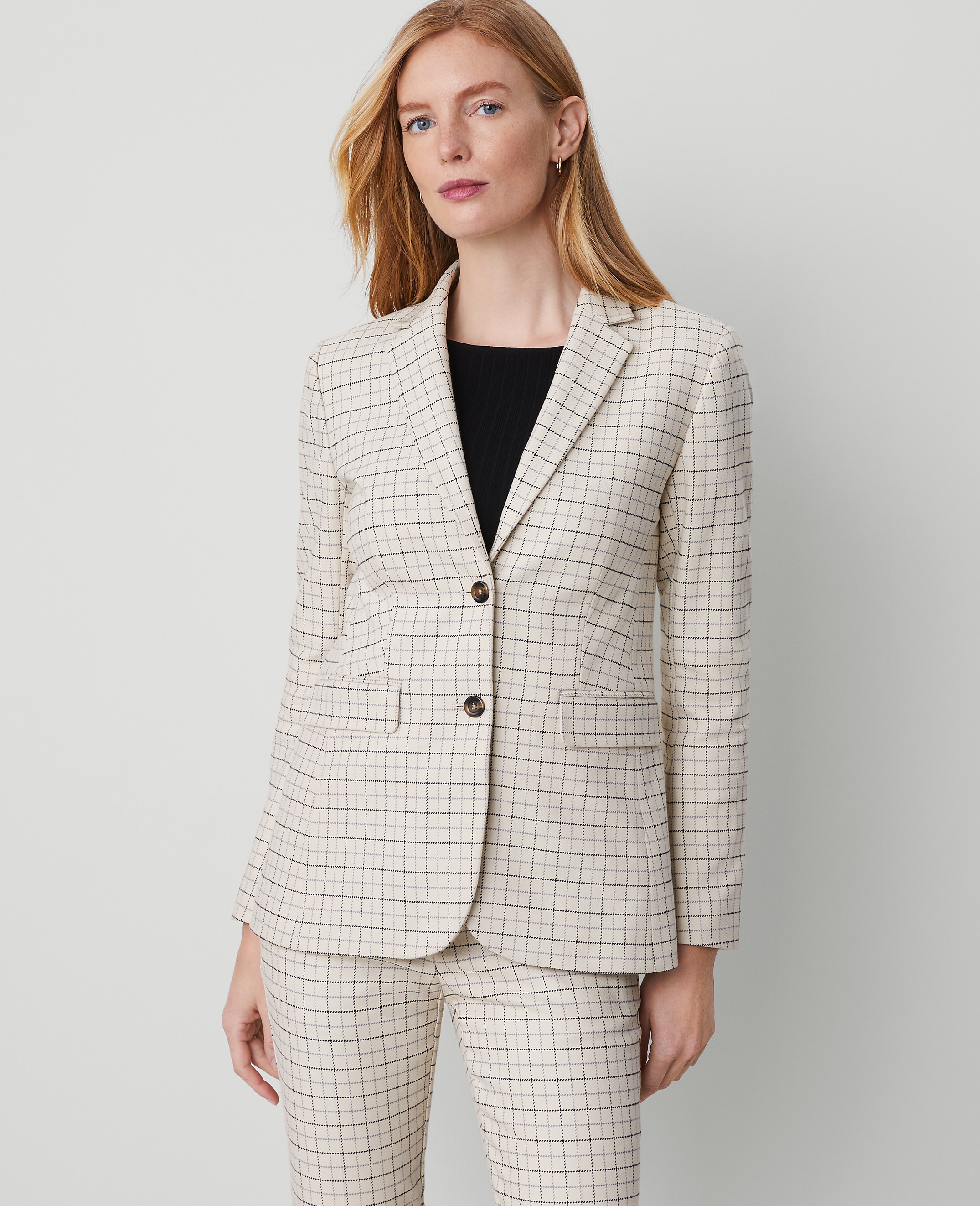 The Greenwich Blazer in Plaid Stretch Cotton
