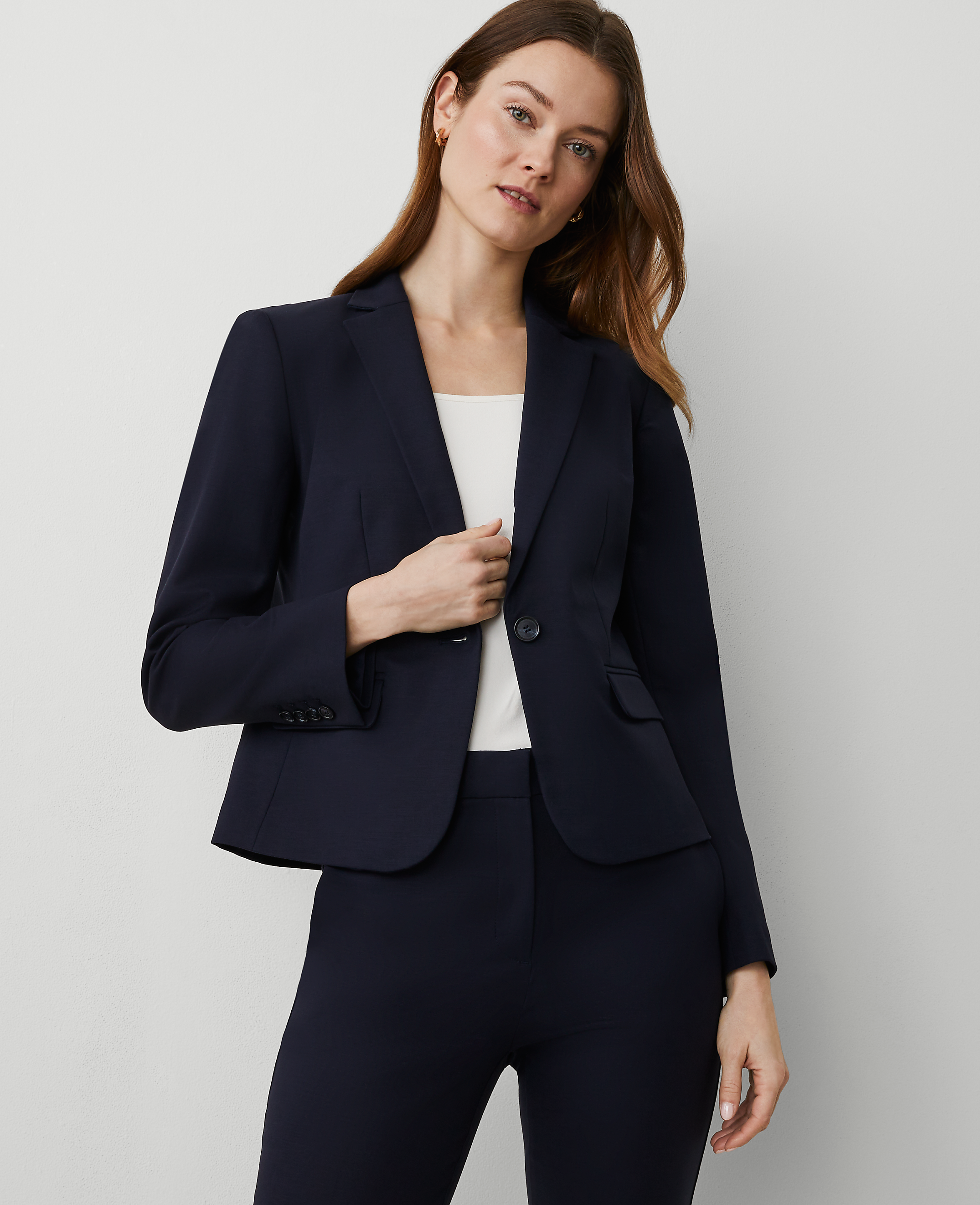 The One-Button Blazer in Stretch Cotton