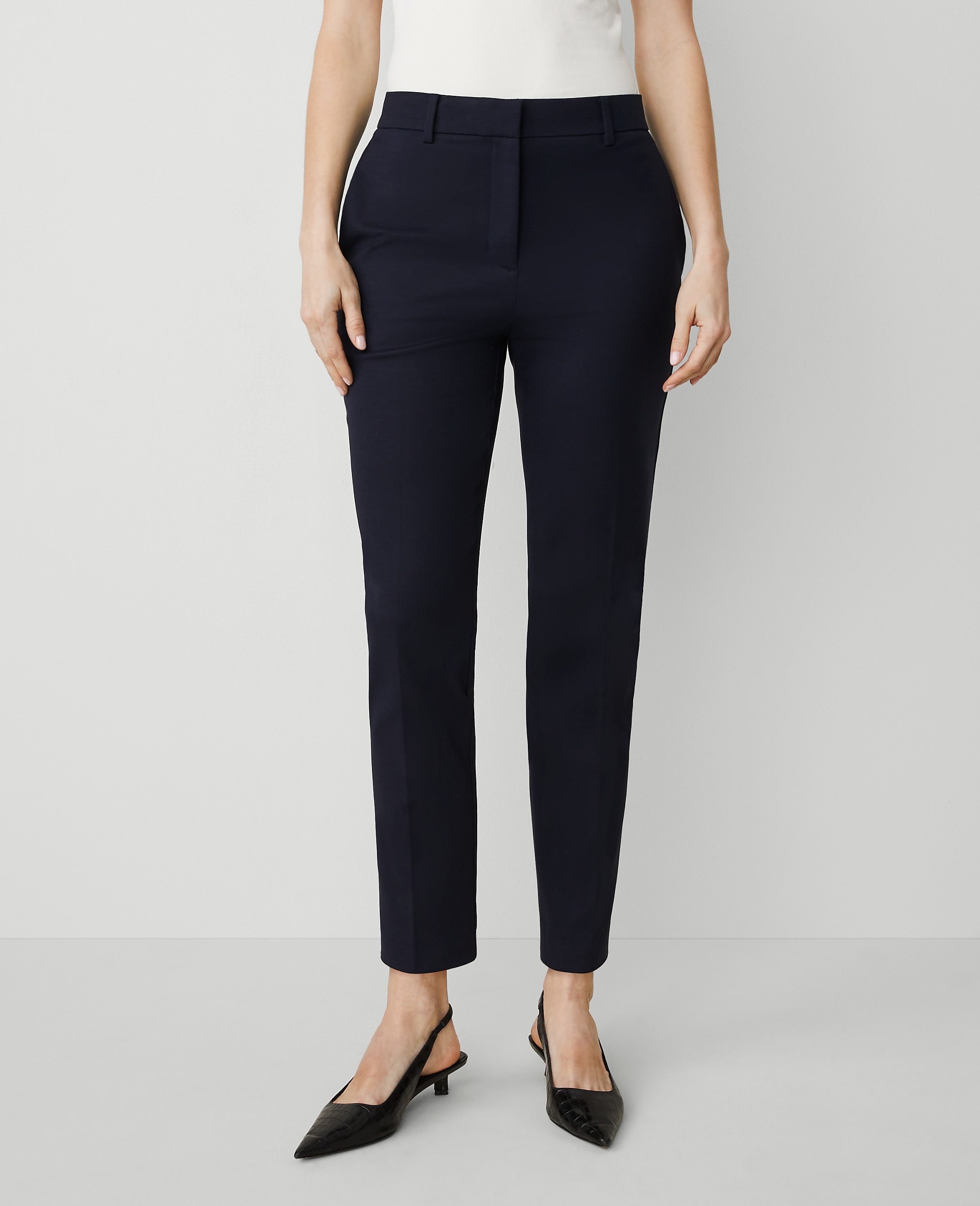 The Petite High Rise Everyday Ankle Pant in Stretch Cotton - Curvy Fit