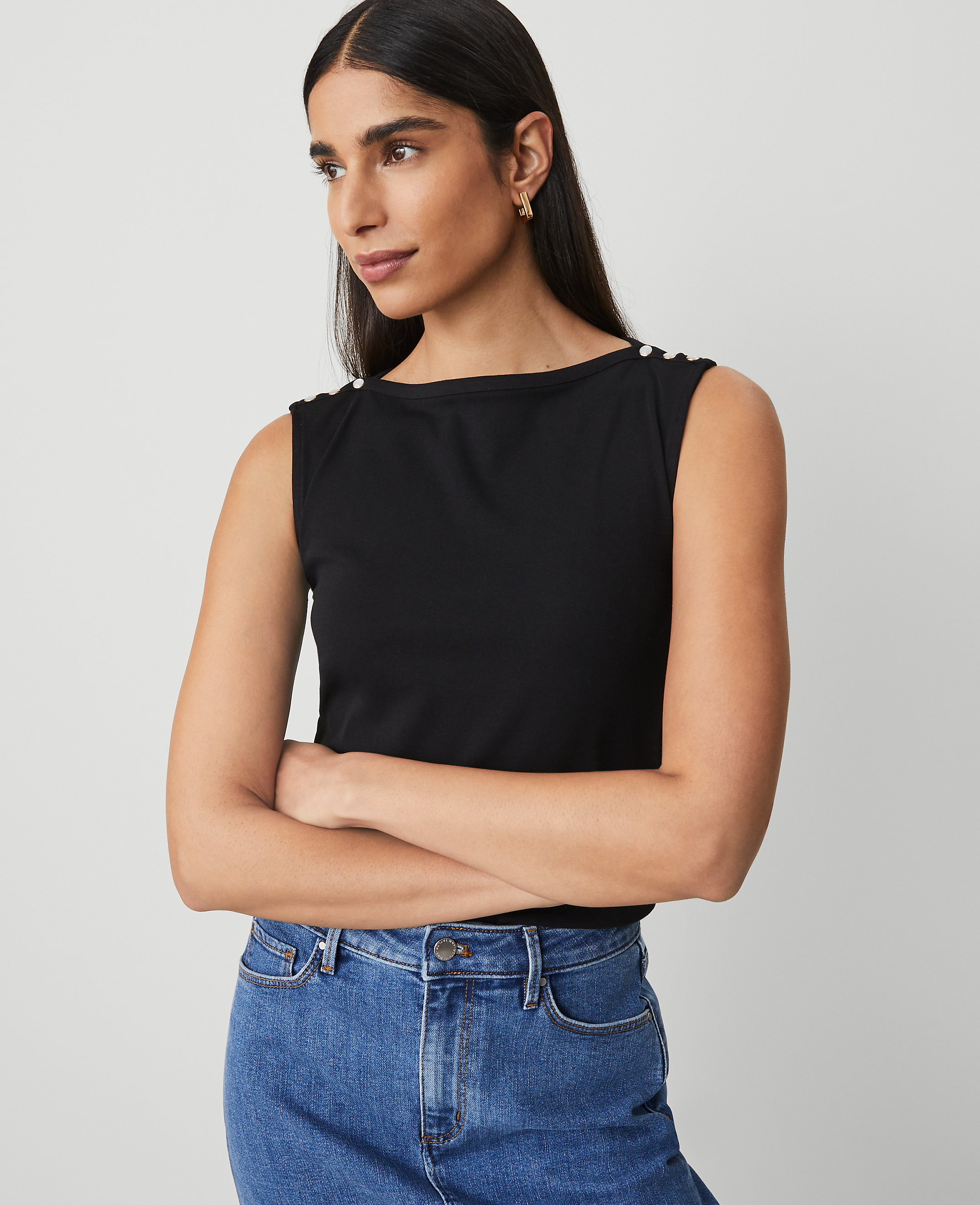 Petite Pearlized Snap Shoulder Shell
