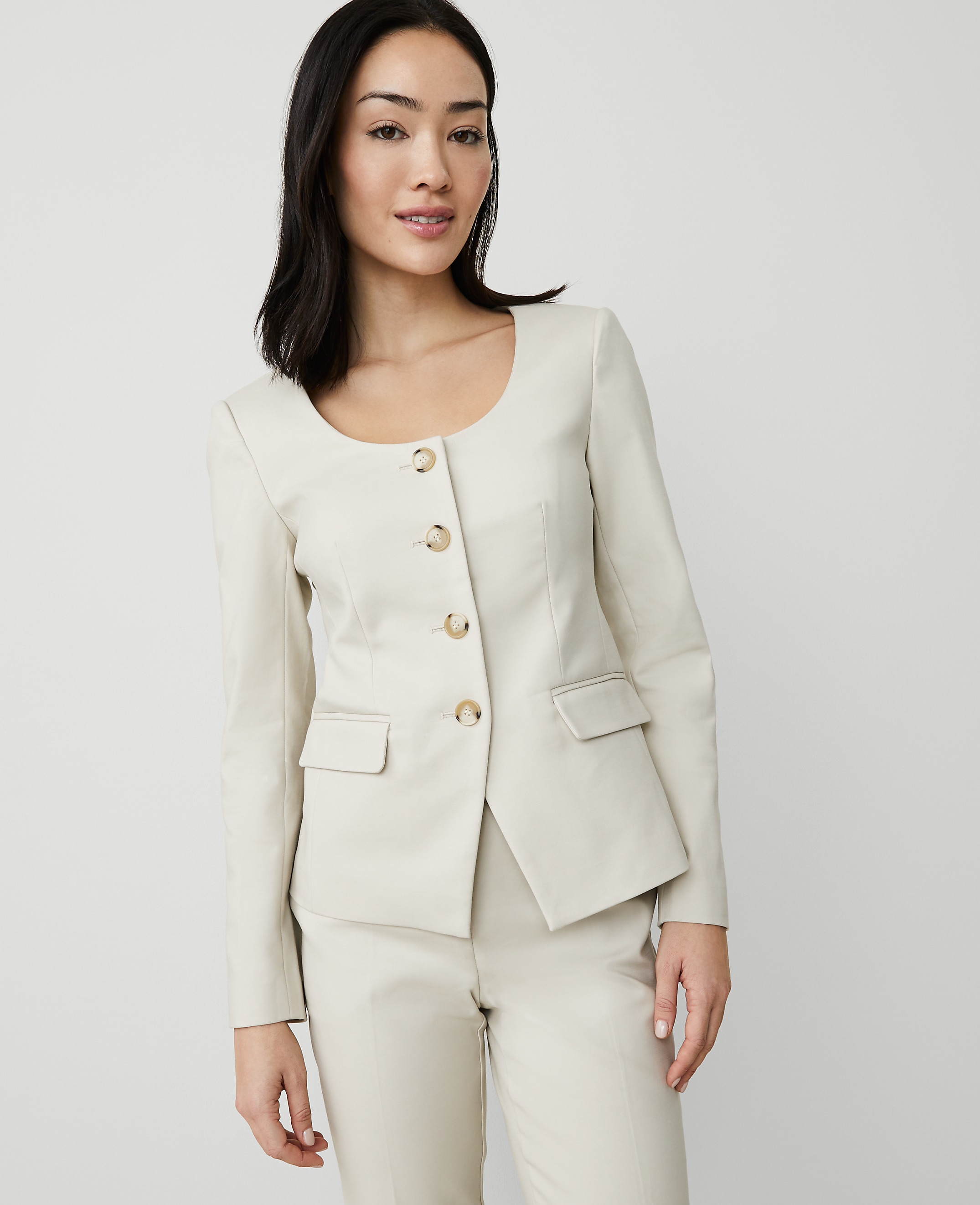The U-Neck Jacket in Stretch Cotton