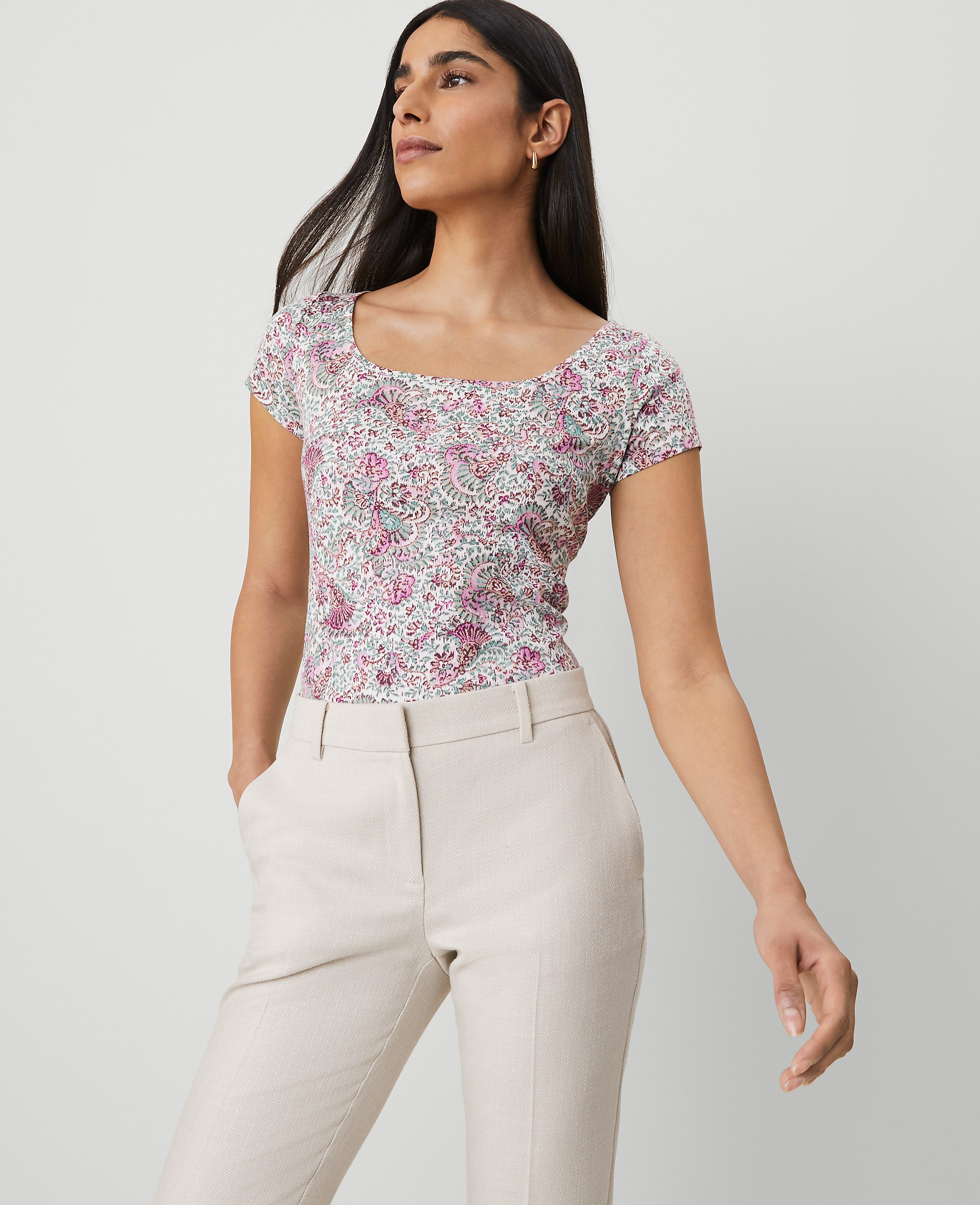 Floral Square Neck Tee
