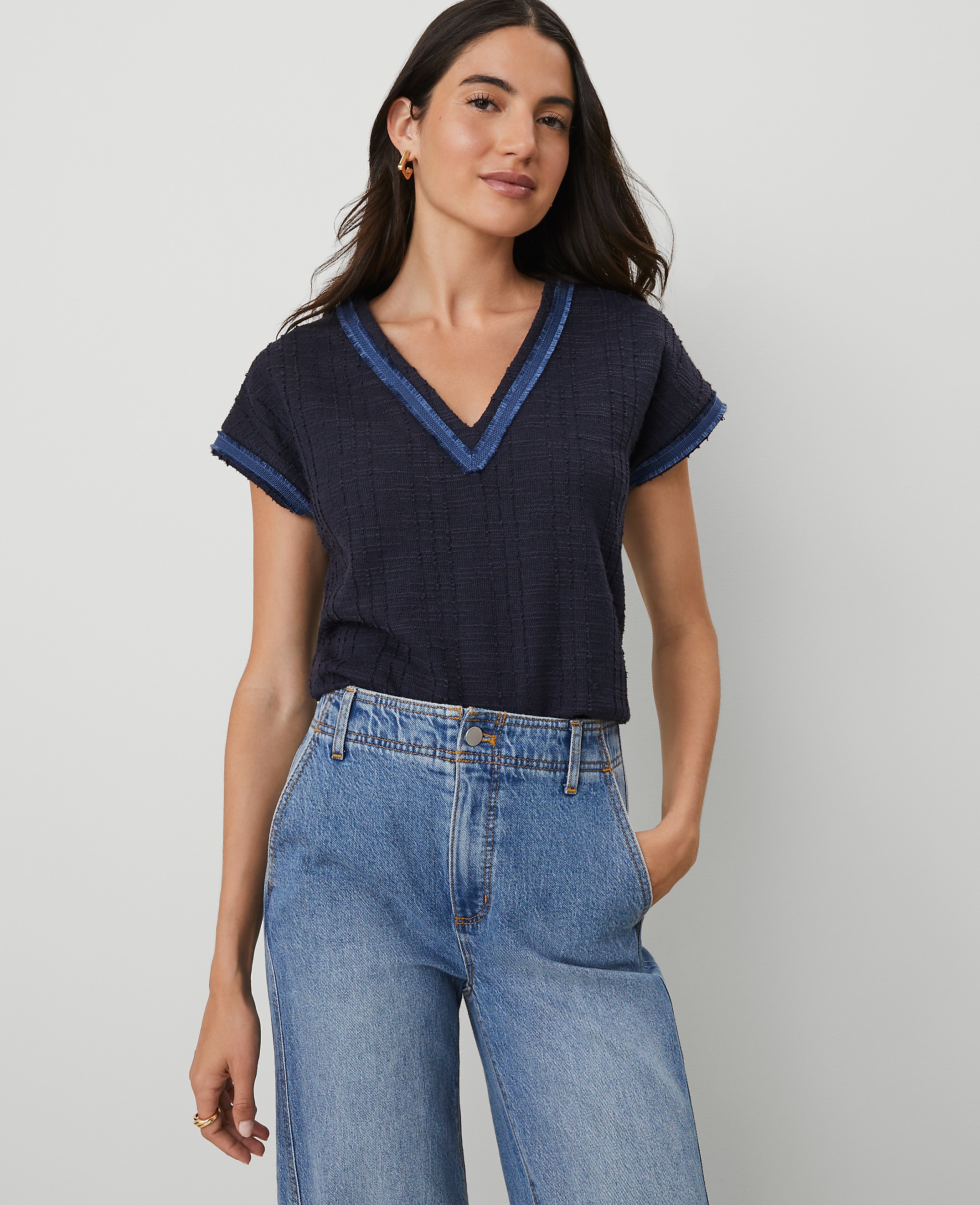 Tweed Trim Dolman Top