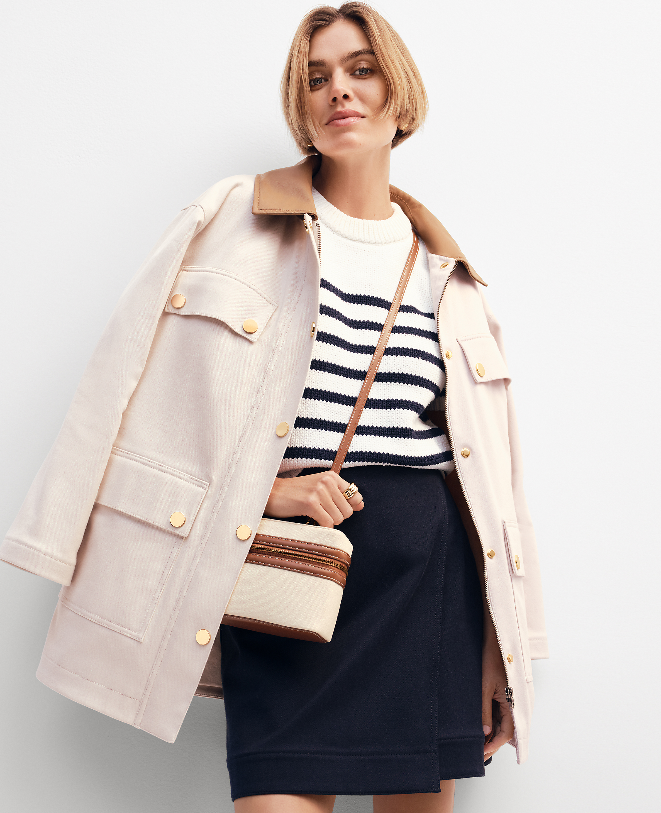 Petite Weekend Collection Faux Leather Collared Jacket