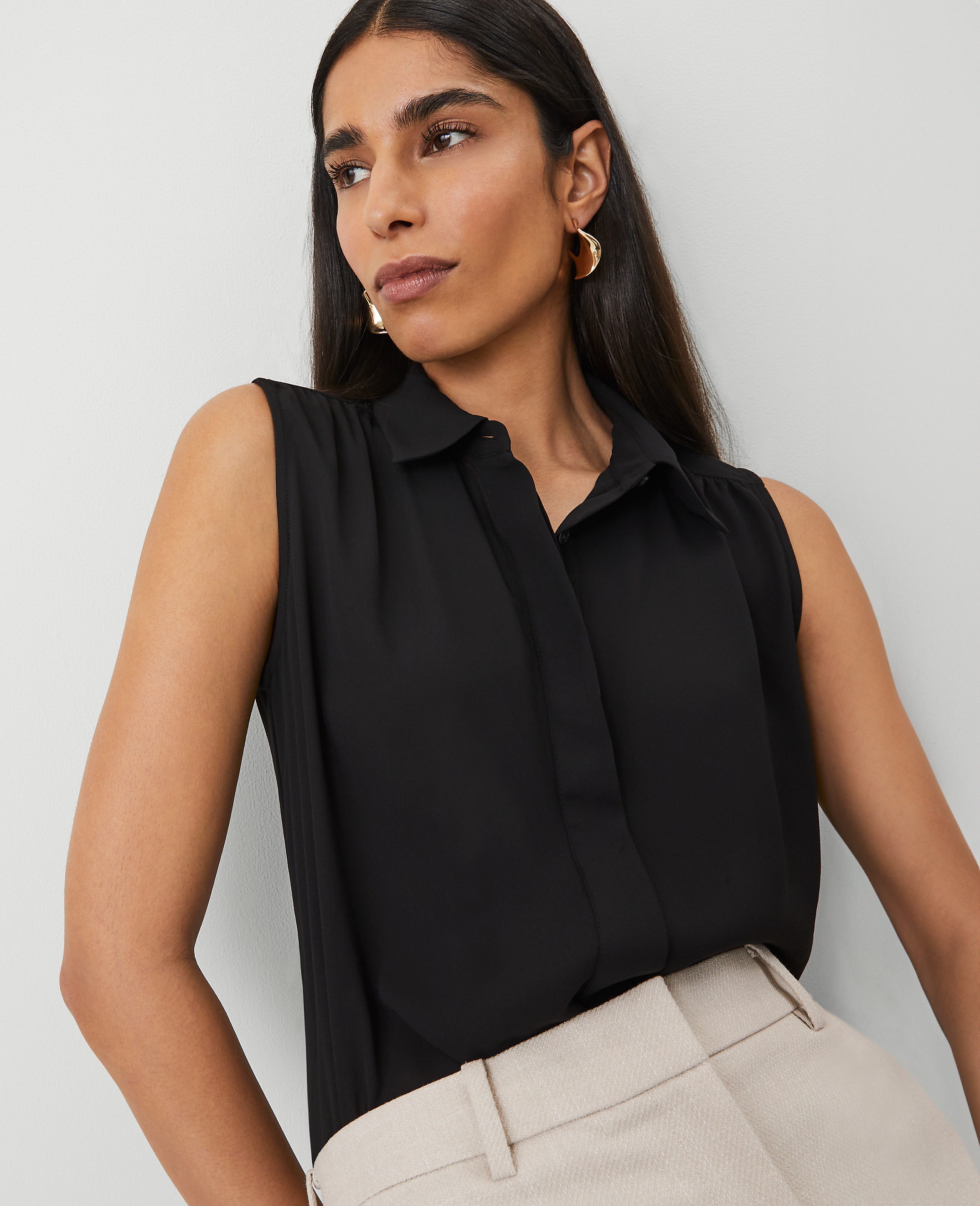 Shirred Sleeveless Shirt - thumbnail 4