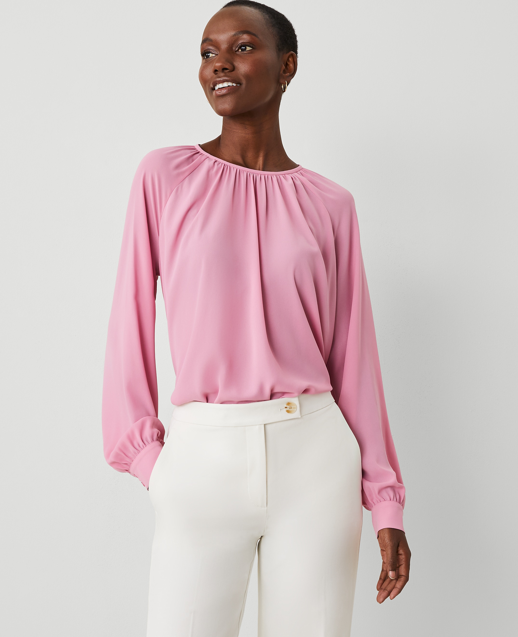 Shirred Raglan Blouse