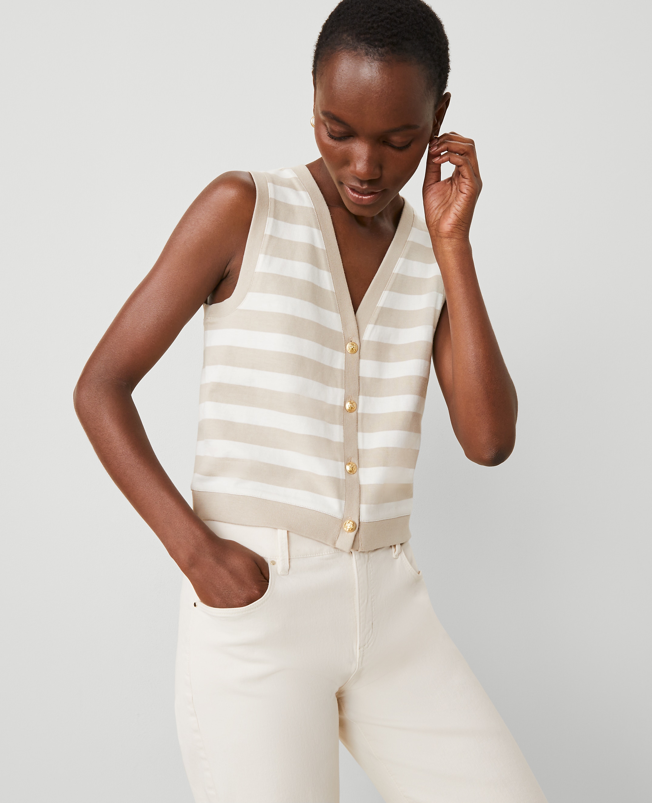 Striped V-Neck Vest