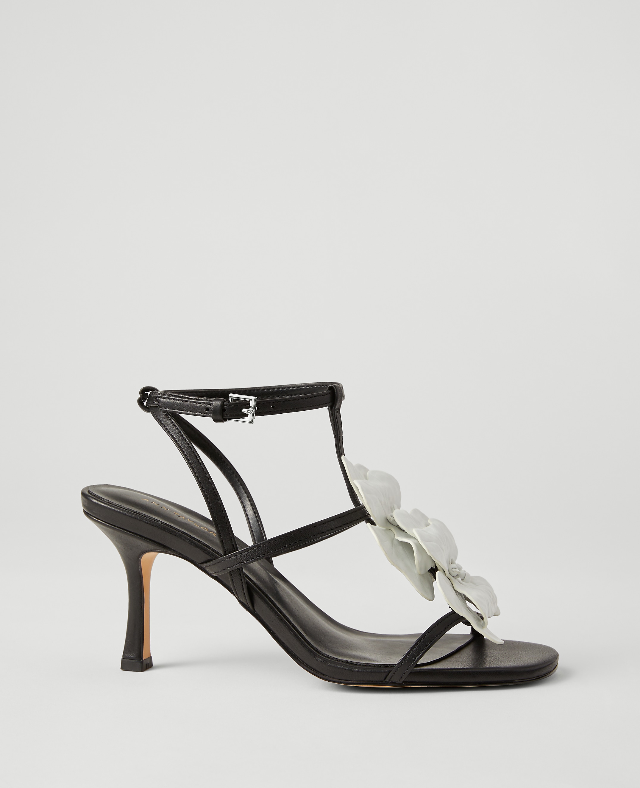 Flower-Embellished Leather Sandals