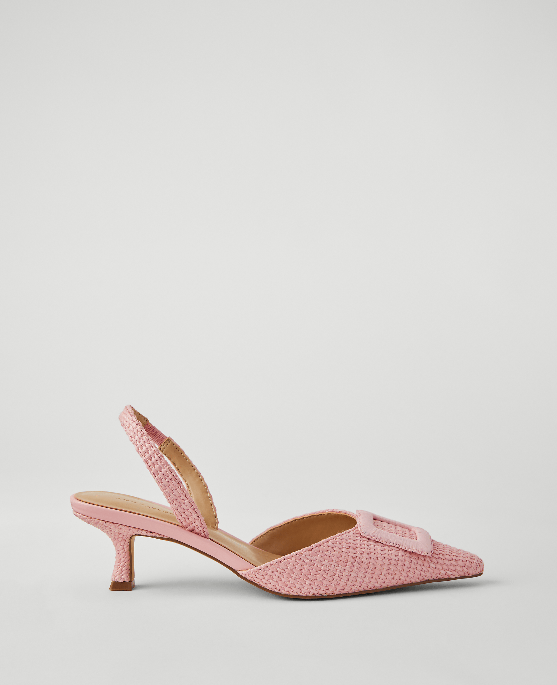 Straw Pointy Toe Buckle Slingback Pumps