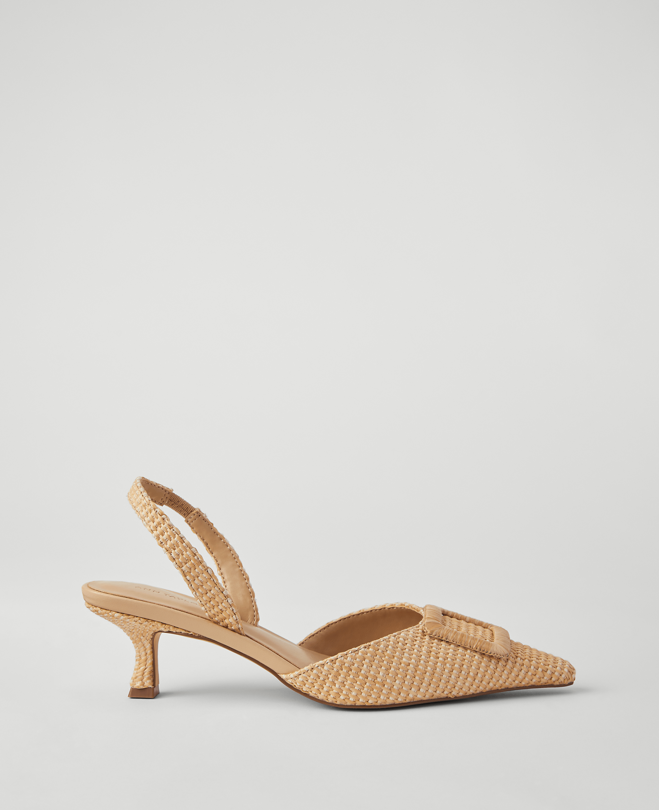 Straw Pointy Toe Buckle Slingback Pumps
