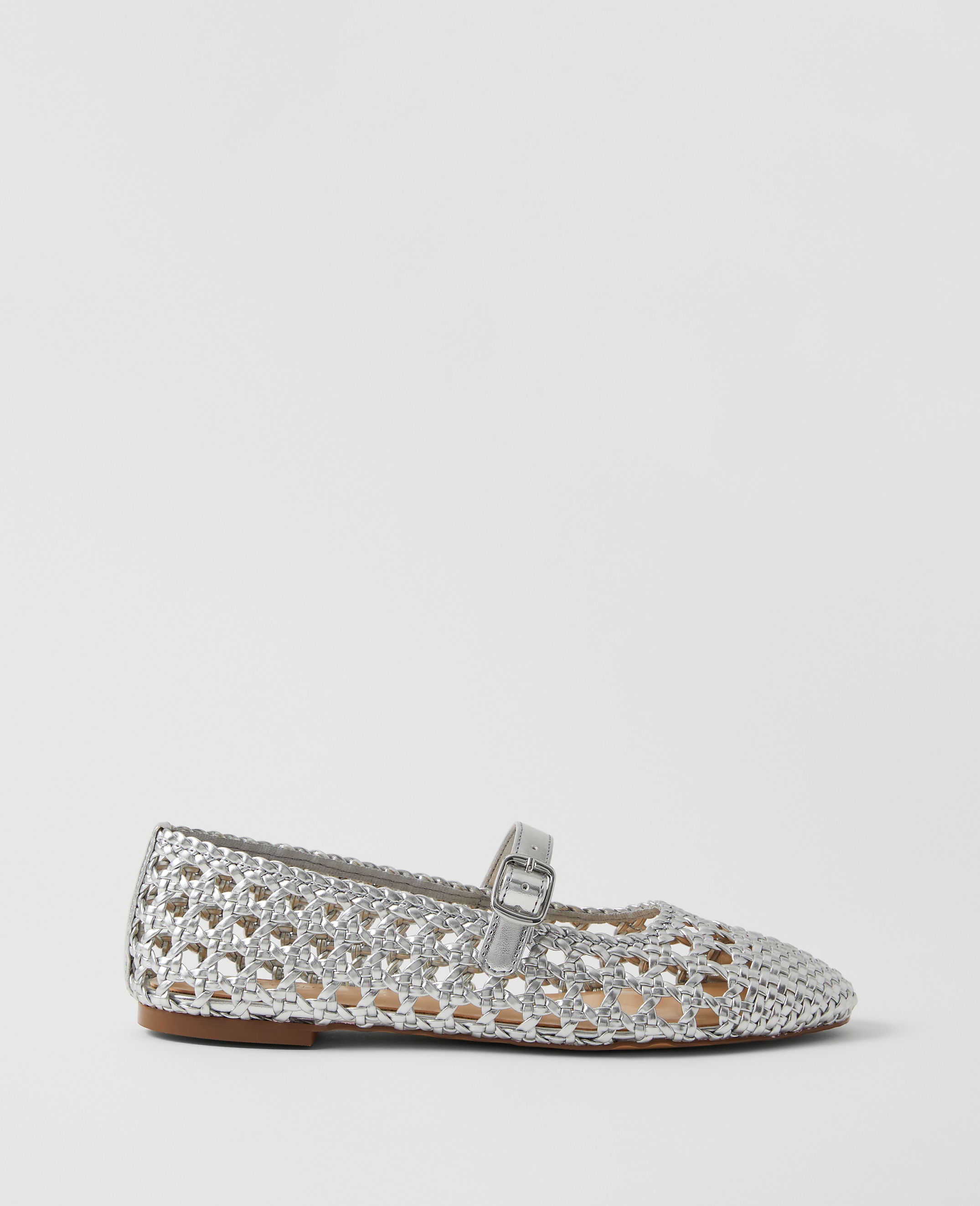 Metallic Woven Mary Jane Ballet Flat