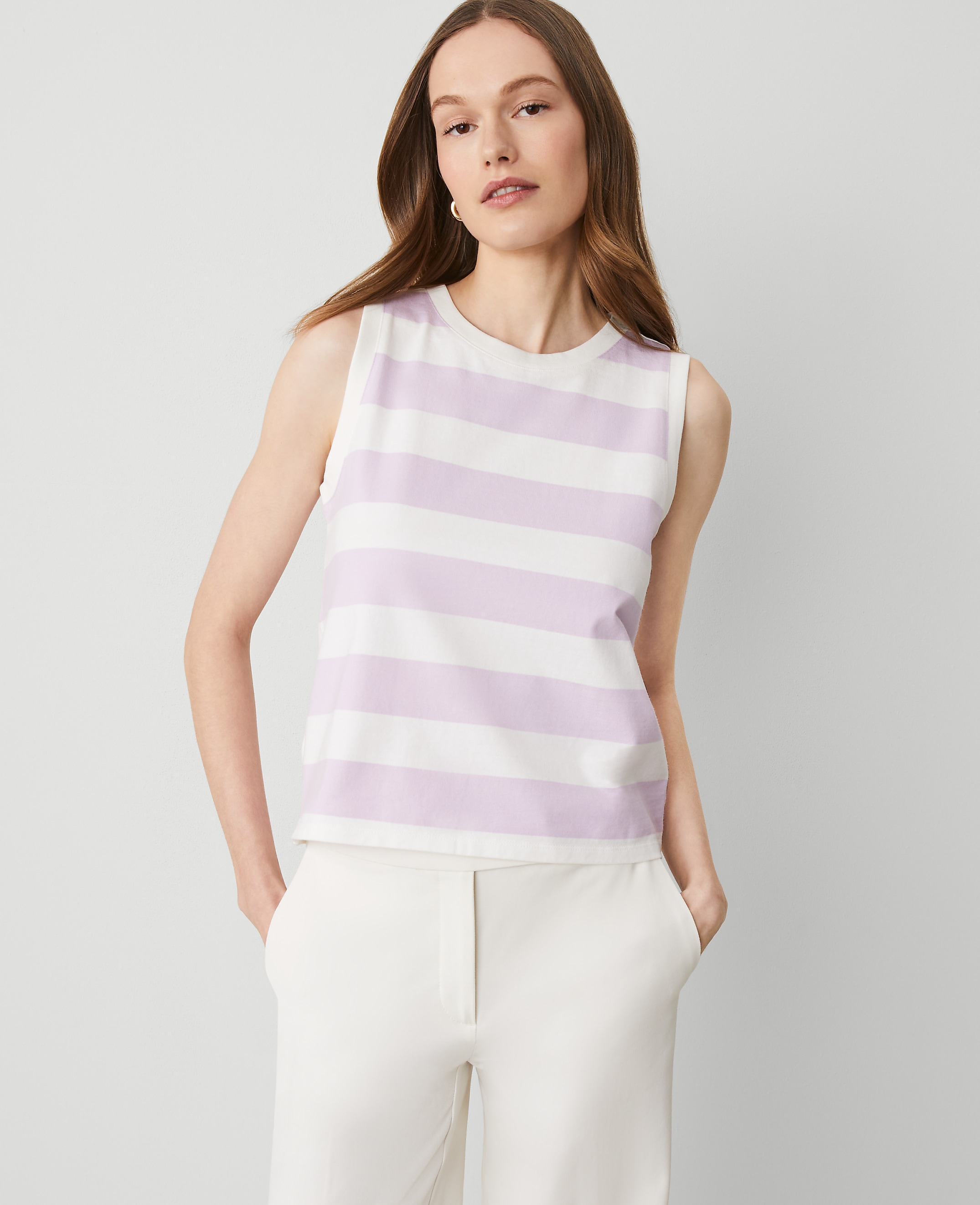 Petite Striped Sleeveless Top