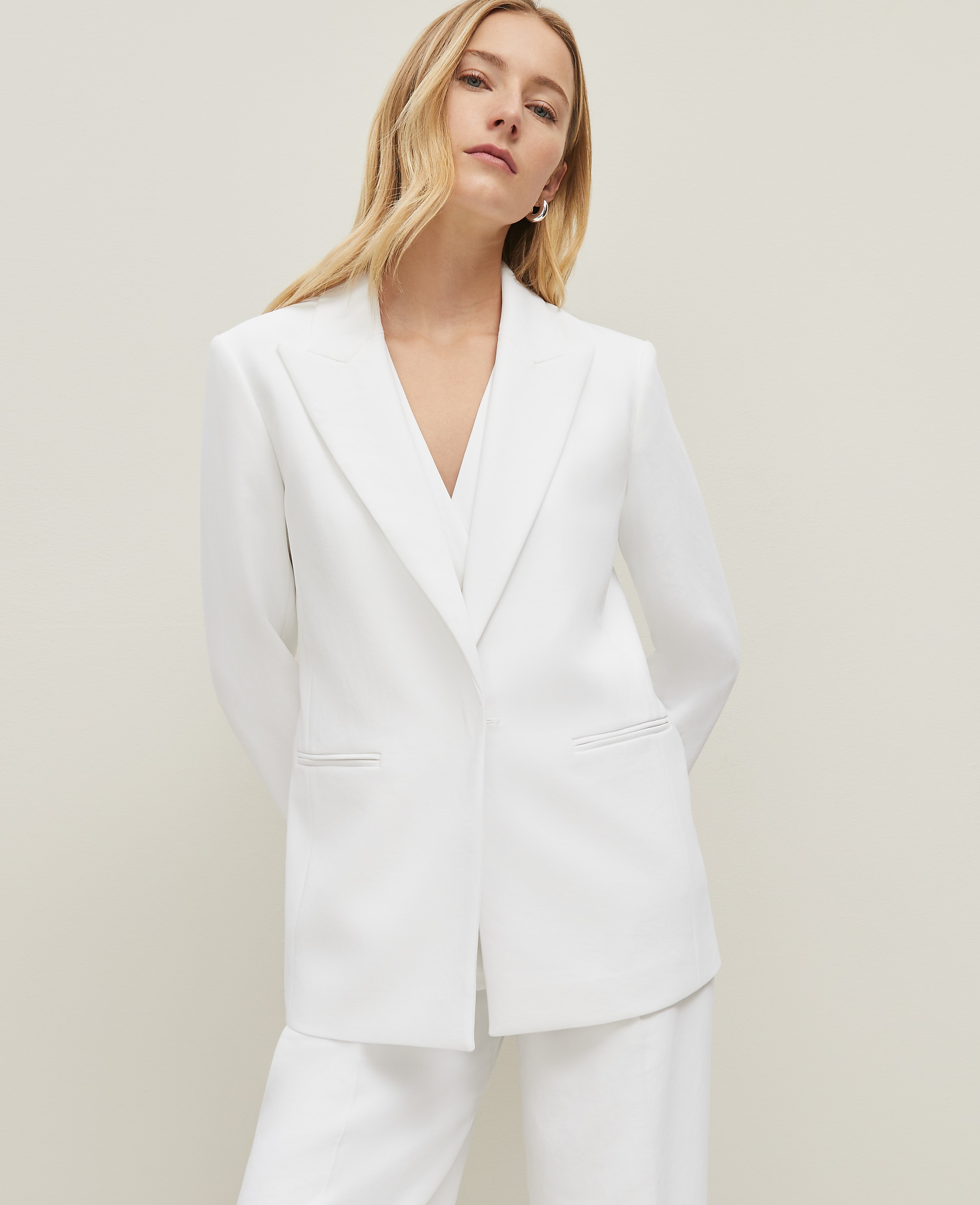 Petite Crinkled Belted Blazer