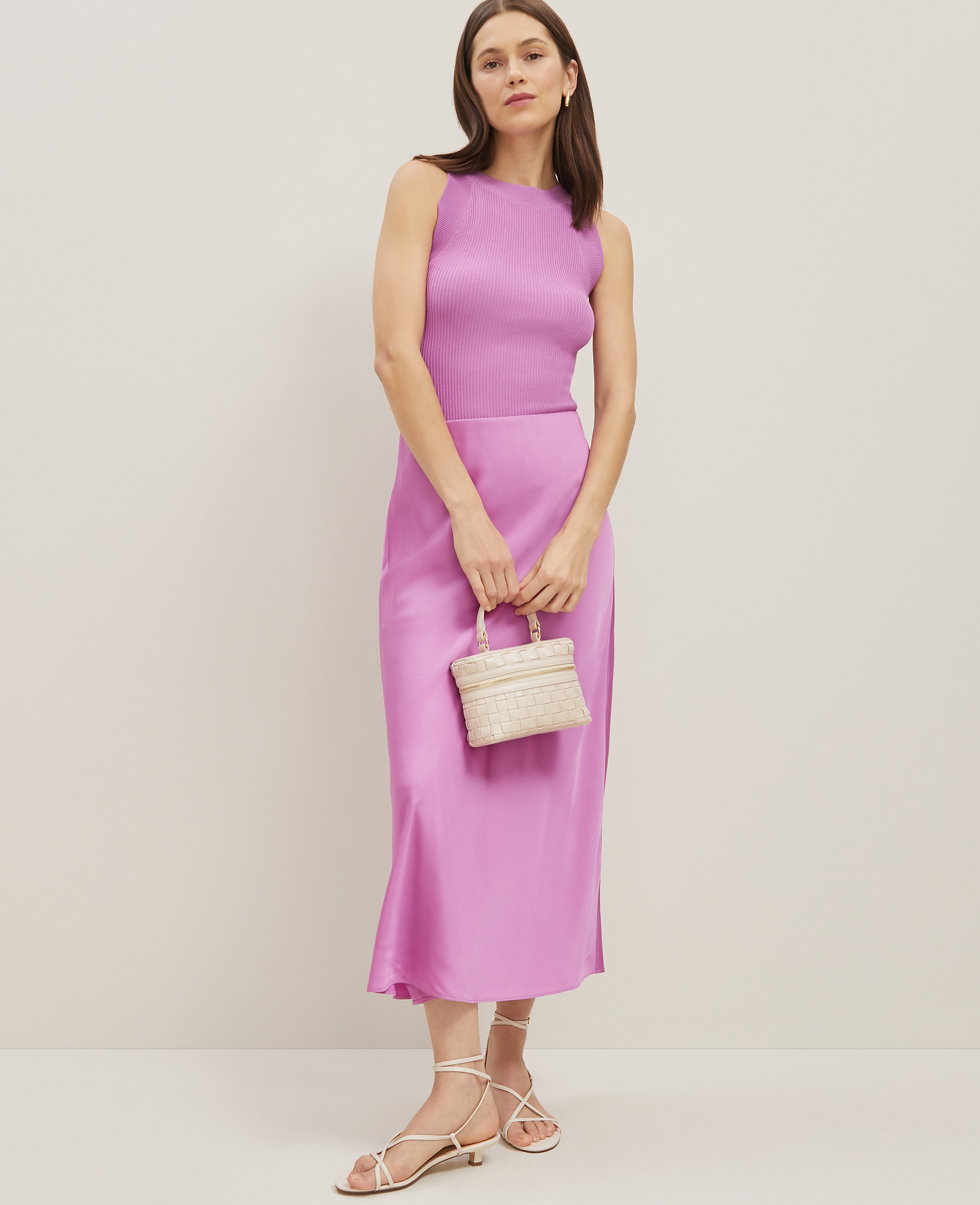 Satin Bias Midi Slip Skirt