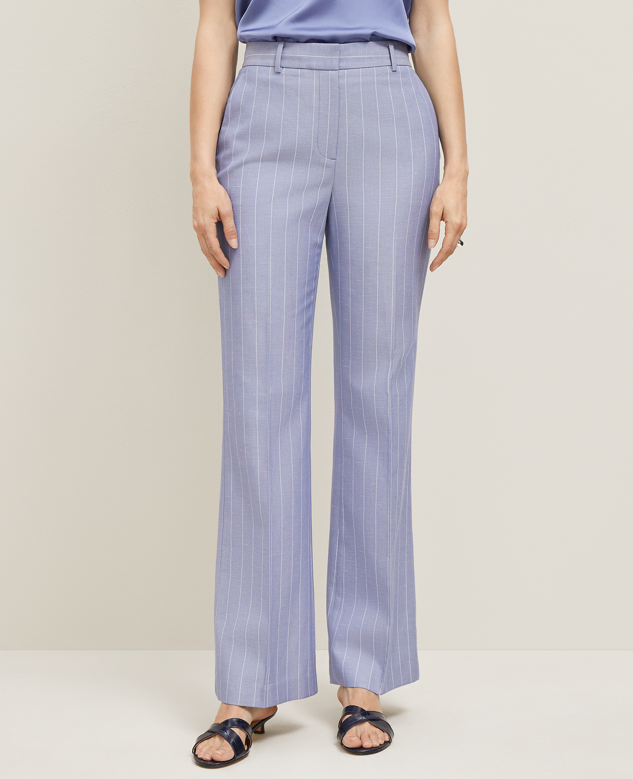 The Flare Trouser in Pinstripe - Curvy Fit