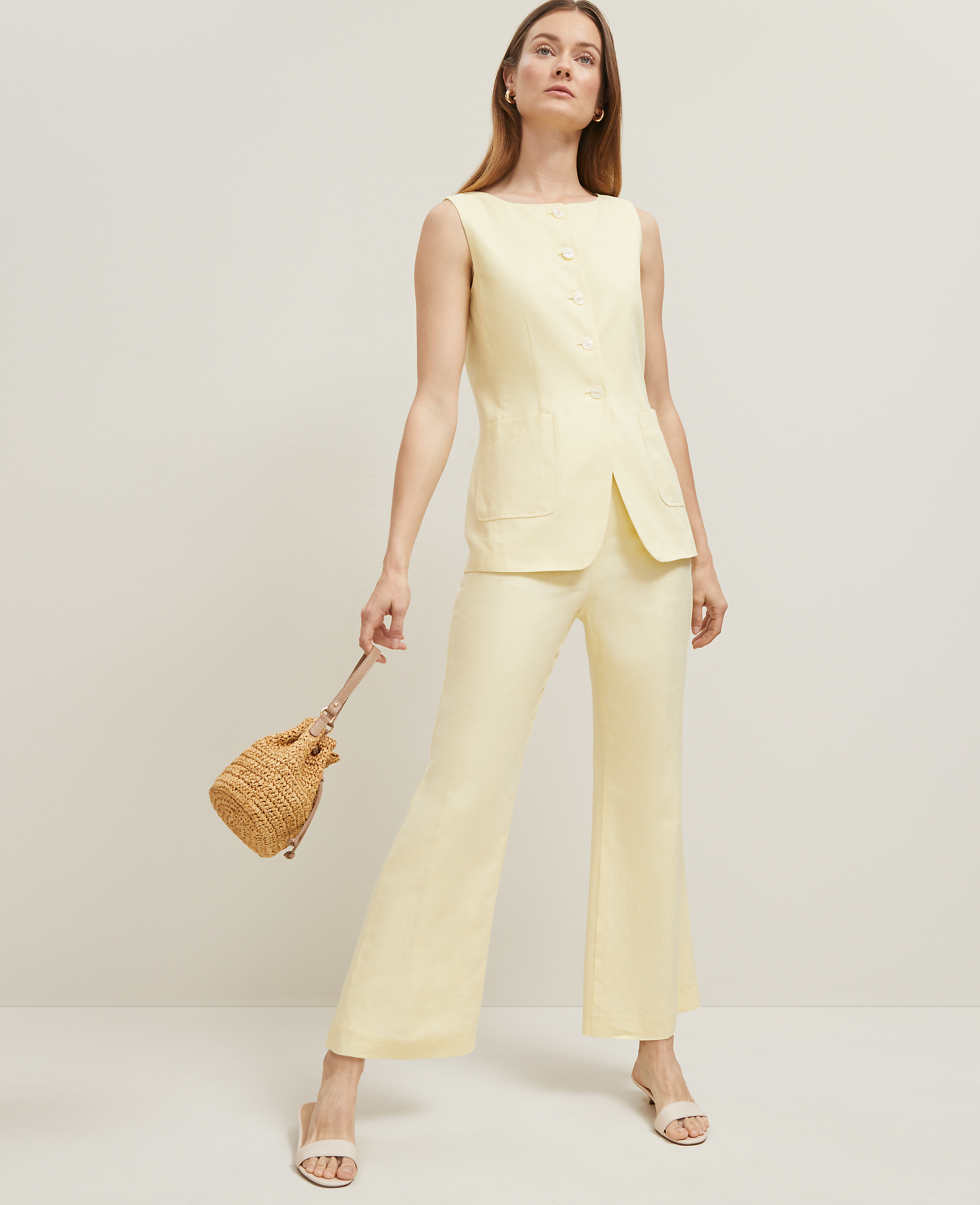 The Flare Ankle Pant in Linen Blend