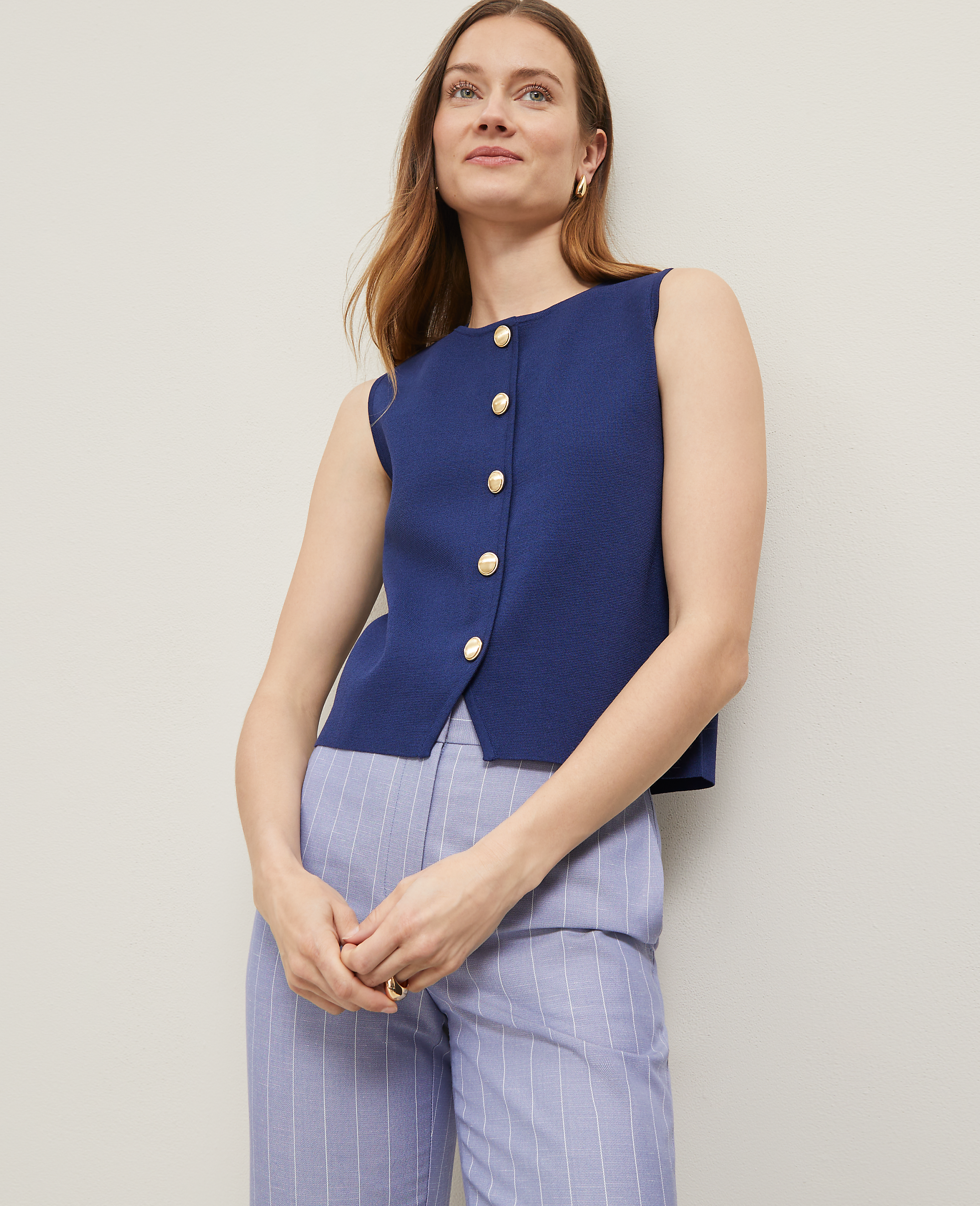 Petite Crew Neck Sweater Vest