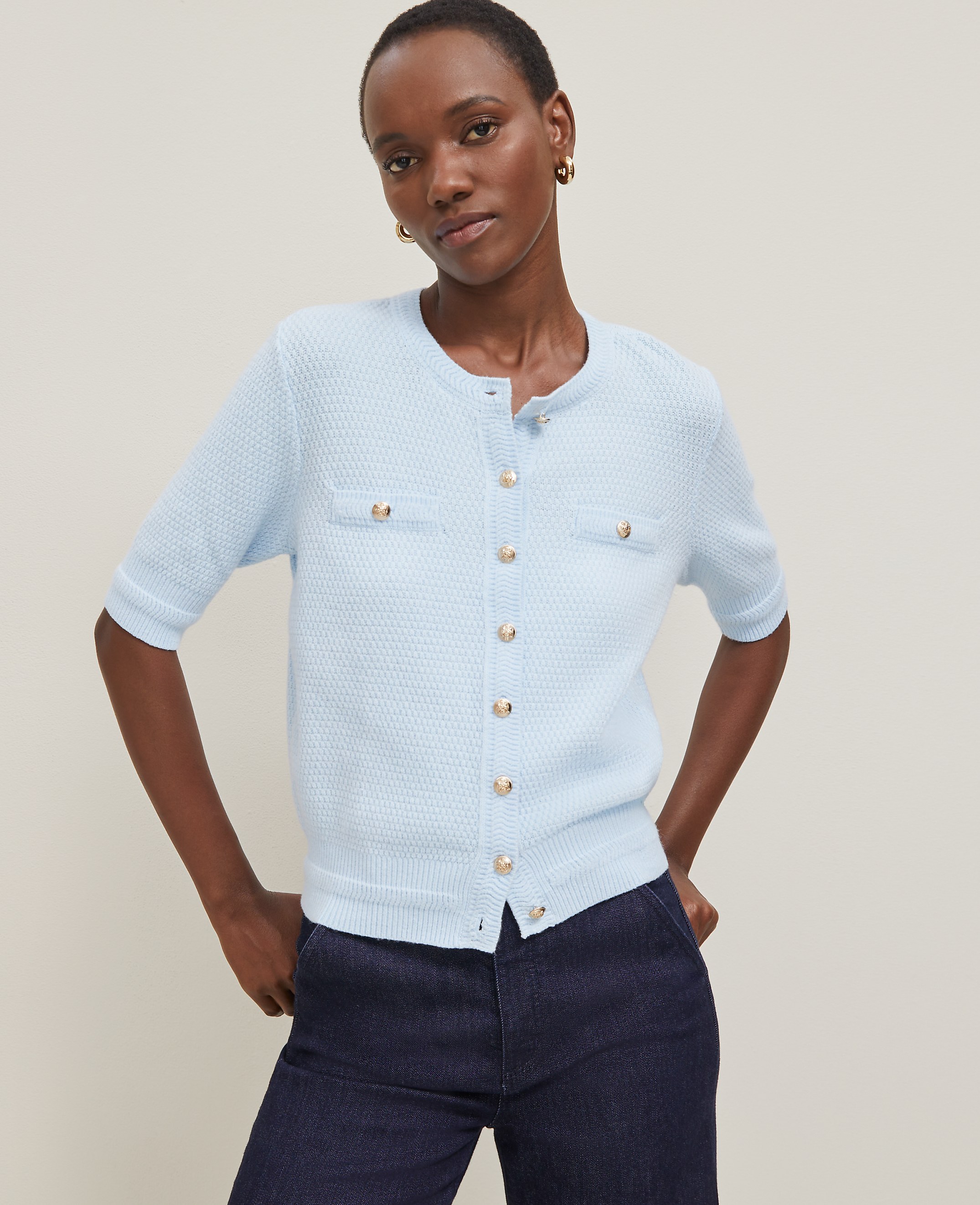 Blouson Sleeve Stitch Cardigan