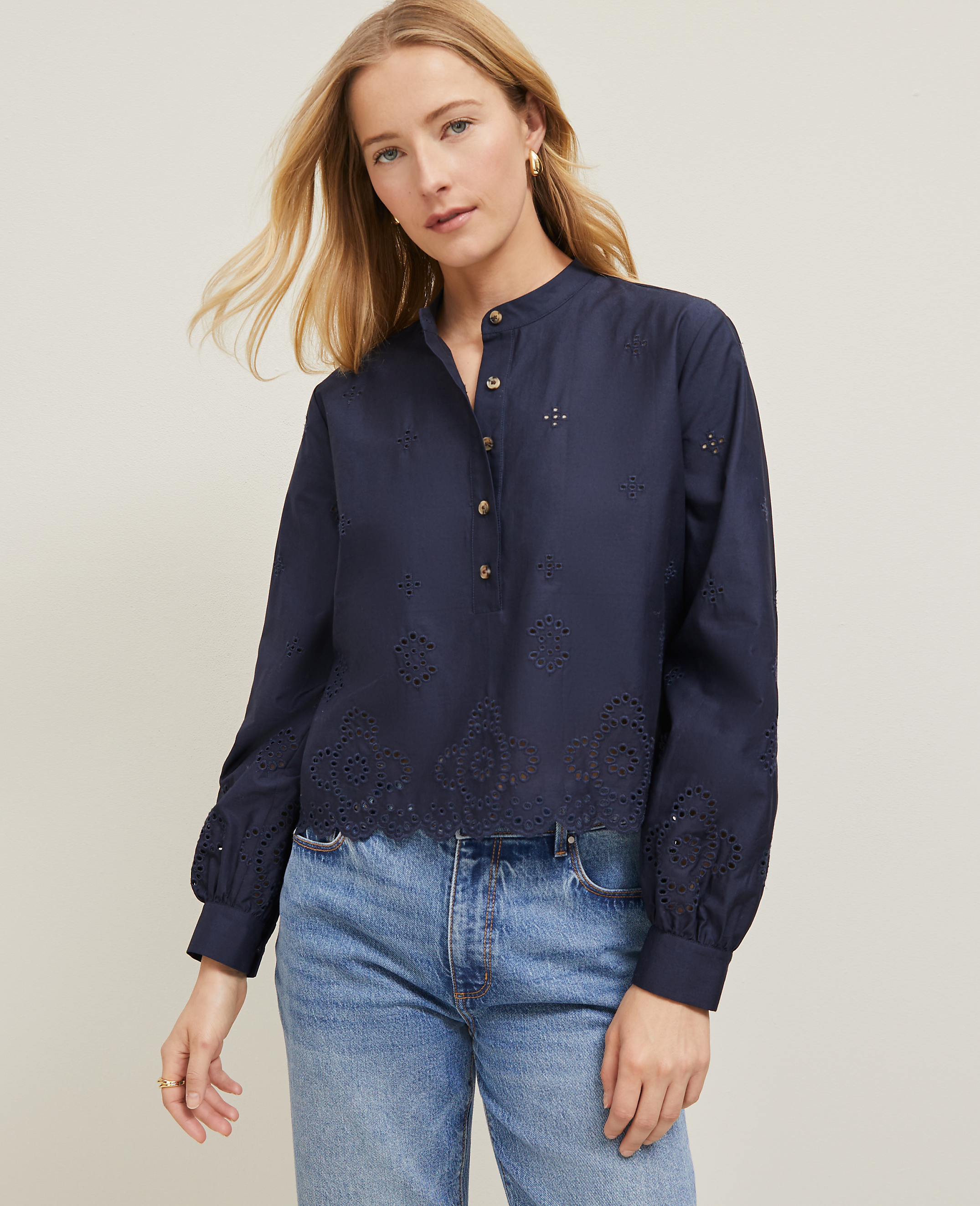 Scalloped Cutout Blouse