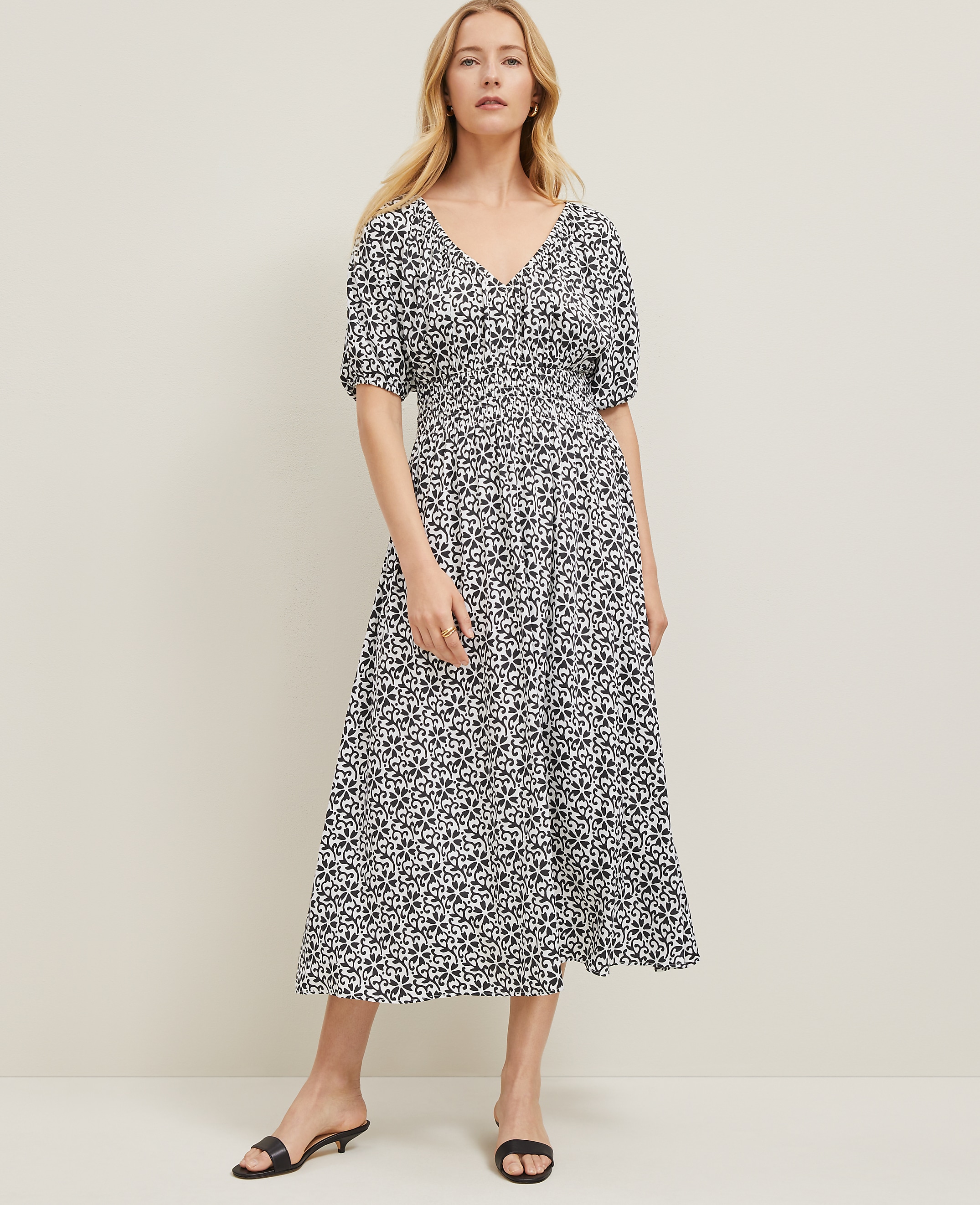 Floral Smocked Puff Sleeve Dress