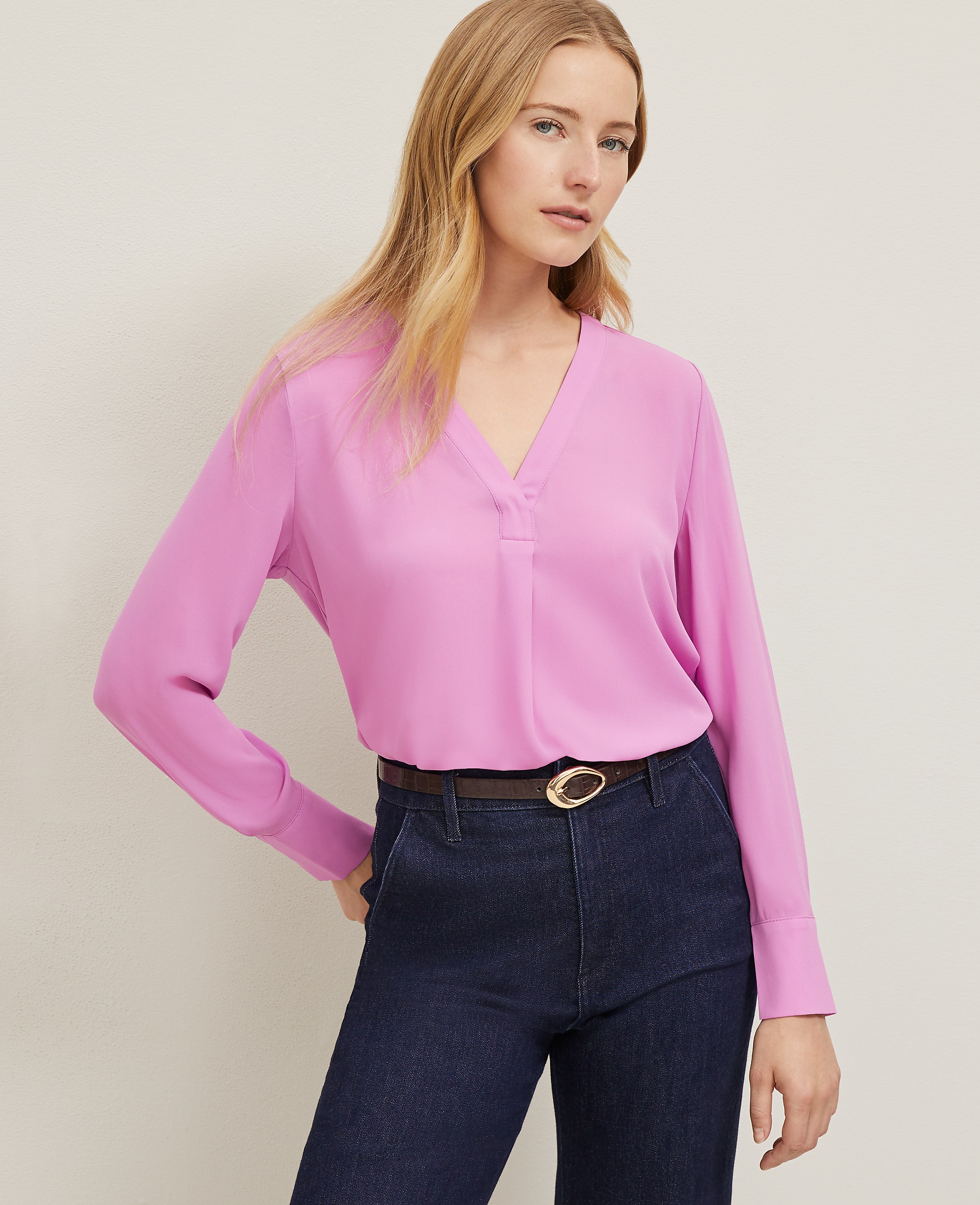 Mixed Media Pleat Front Top