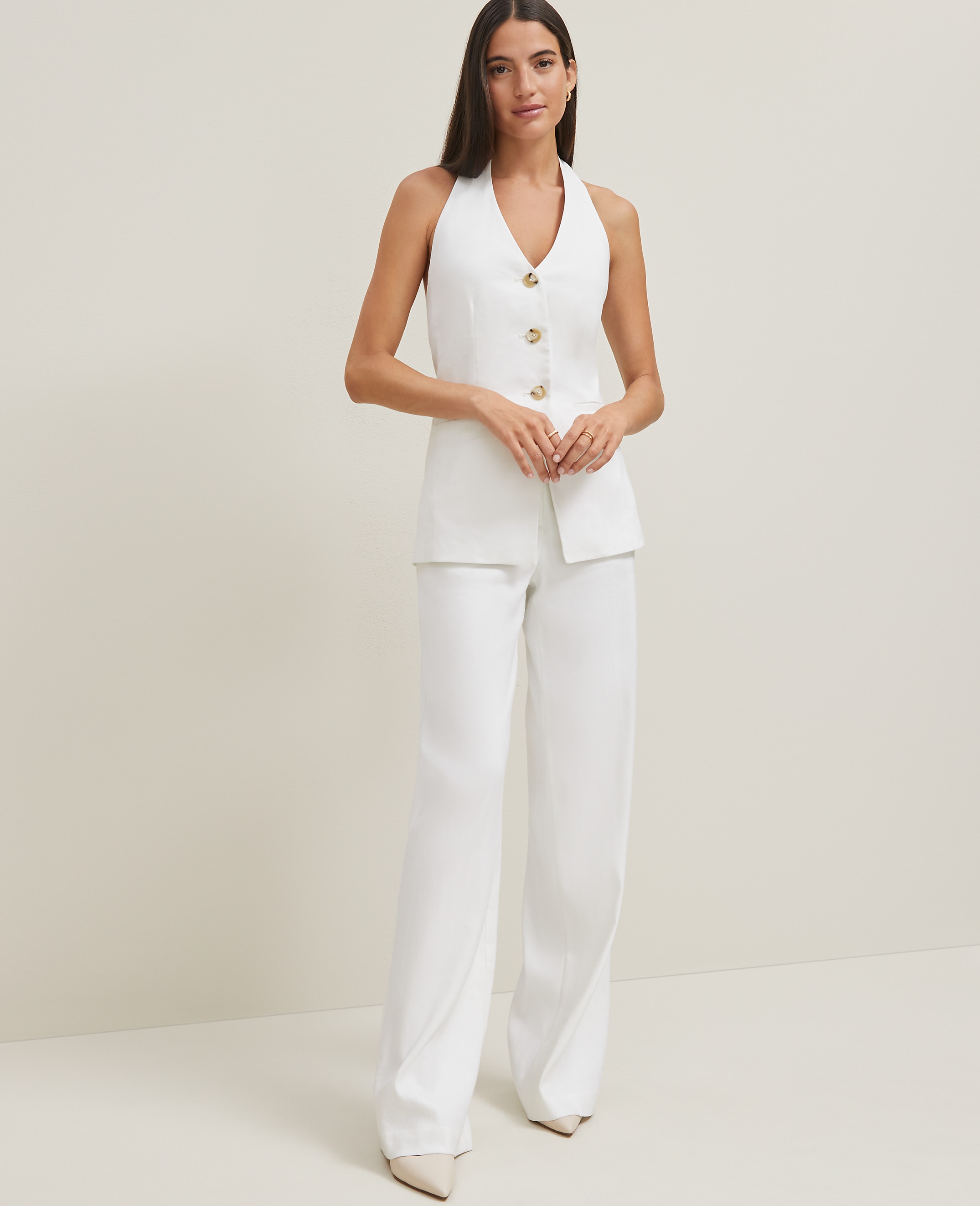The Petite Wide-Leg Pant in Linen Blend