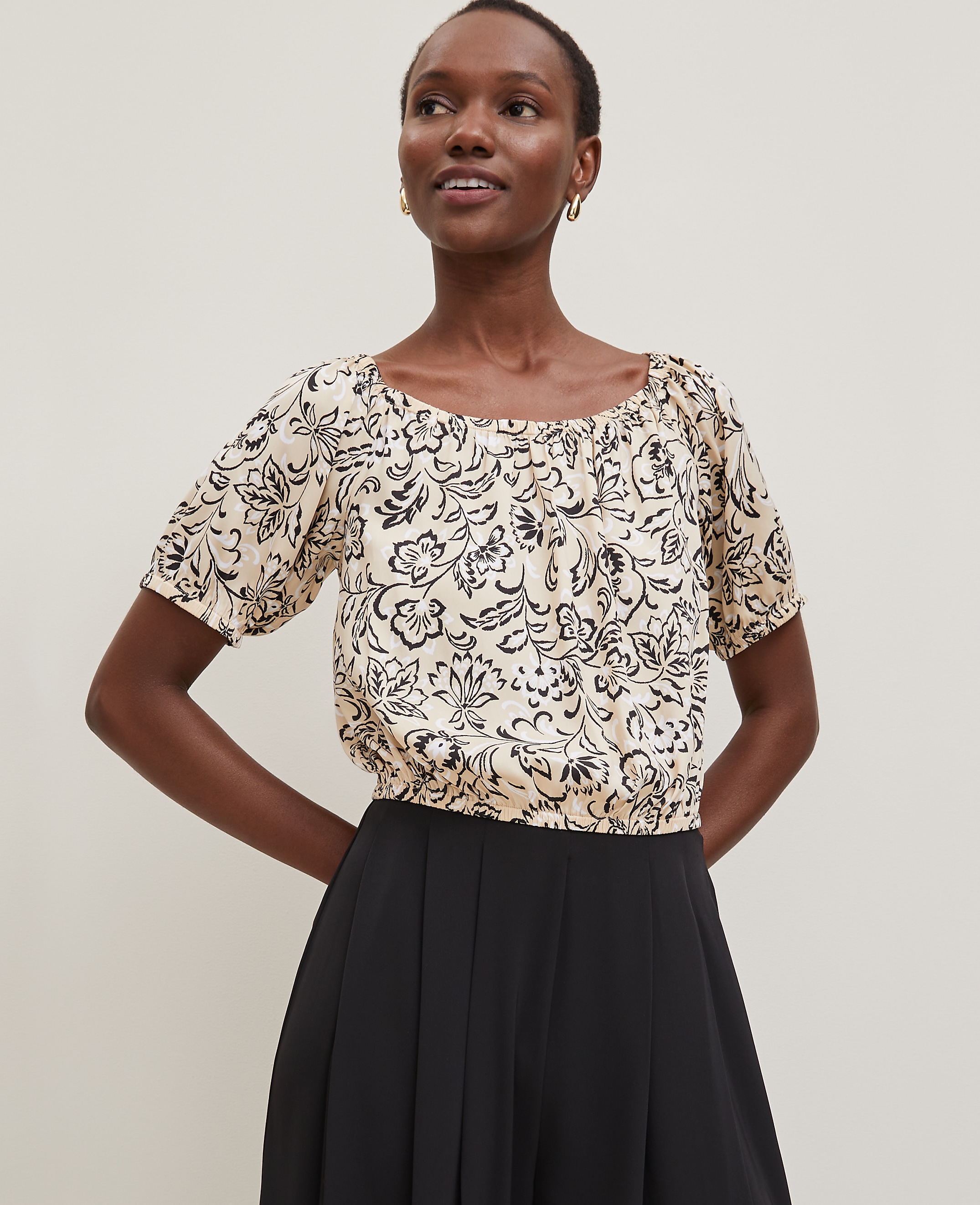 Floral Bubble Hem Top