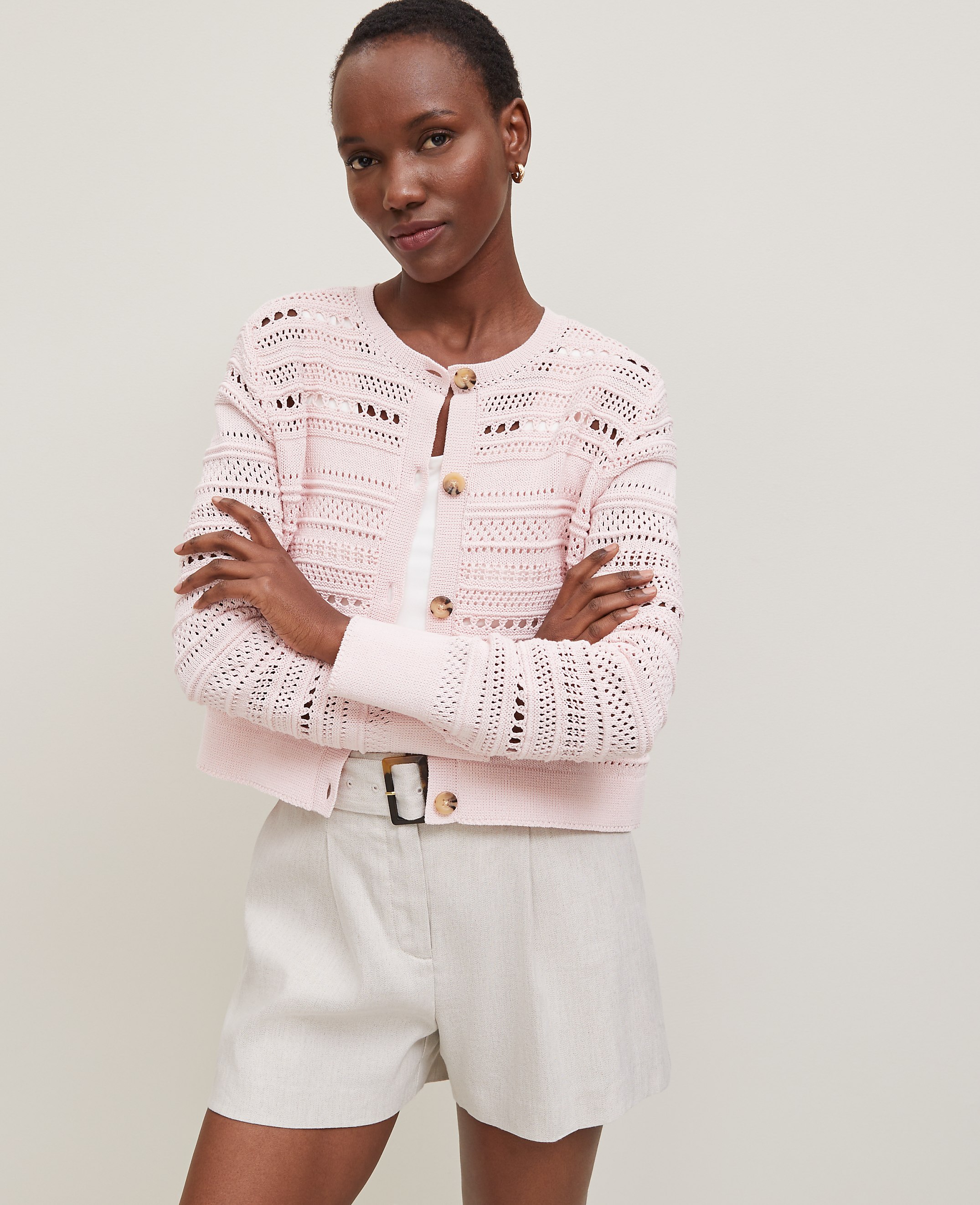 Pointelle Textured Cardigan