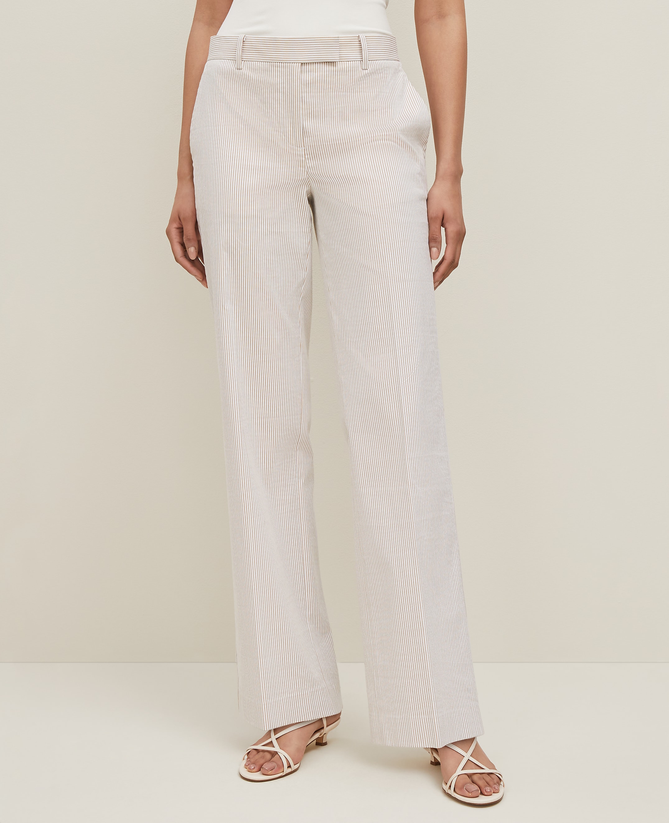 The Straight Trouser in Striped Seersucker - Curvy Fit